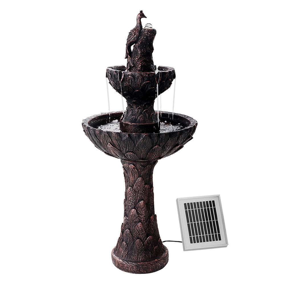 Gardeon Solar Fountain Water Feature with Pump Kit Bird Bath 106CM Peacock