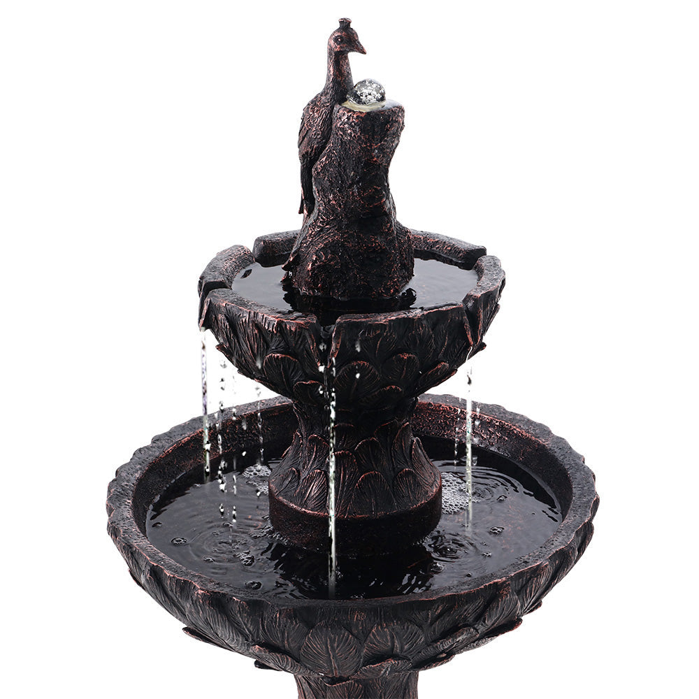 Gardeon Solar Fountain Water Feature with Pump Kit Bird Bath 106CM Peacock