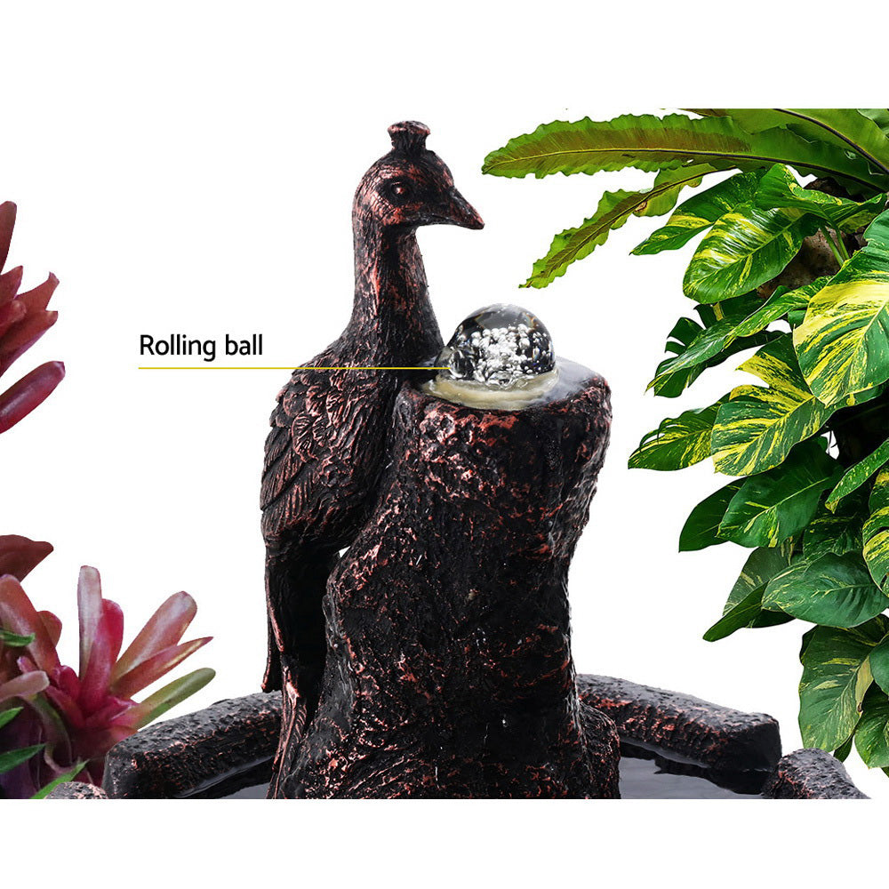 Gardeon Solar Fountain Water Feature with Pump Kit Bird Bath 106CM Peacock