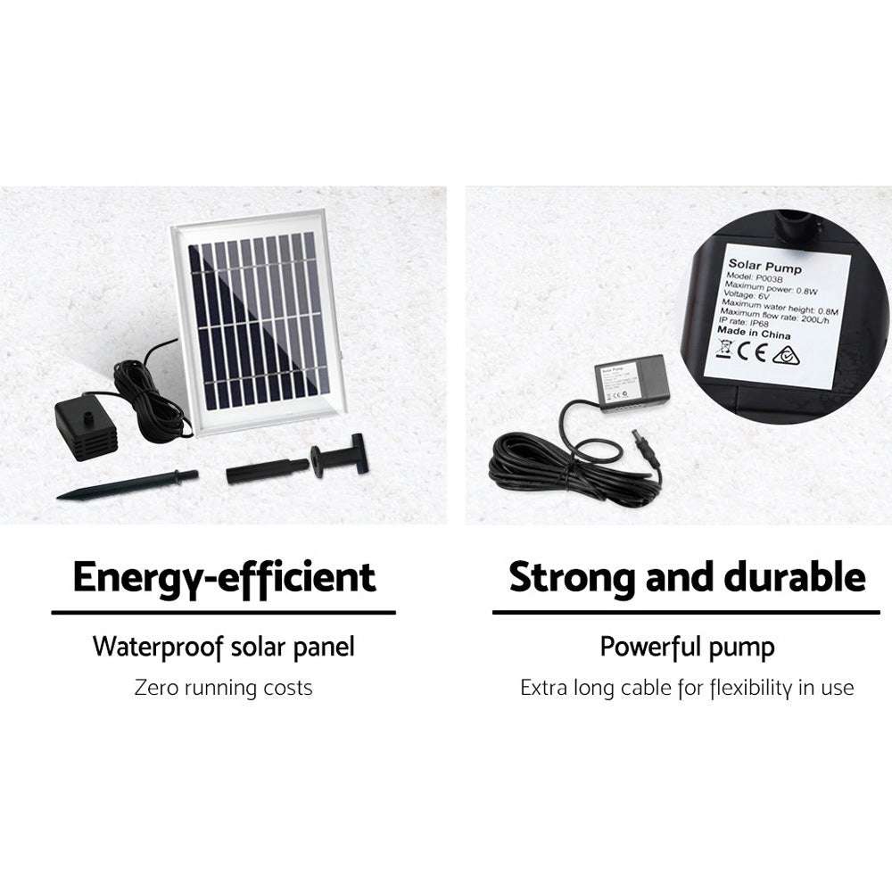 Gardeon Solar Fountain Water Feature with Pump Kit Bird Bath 106CM Peacock