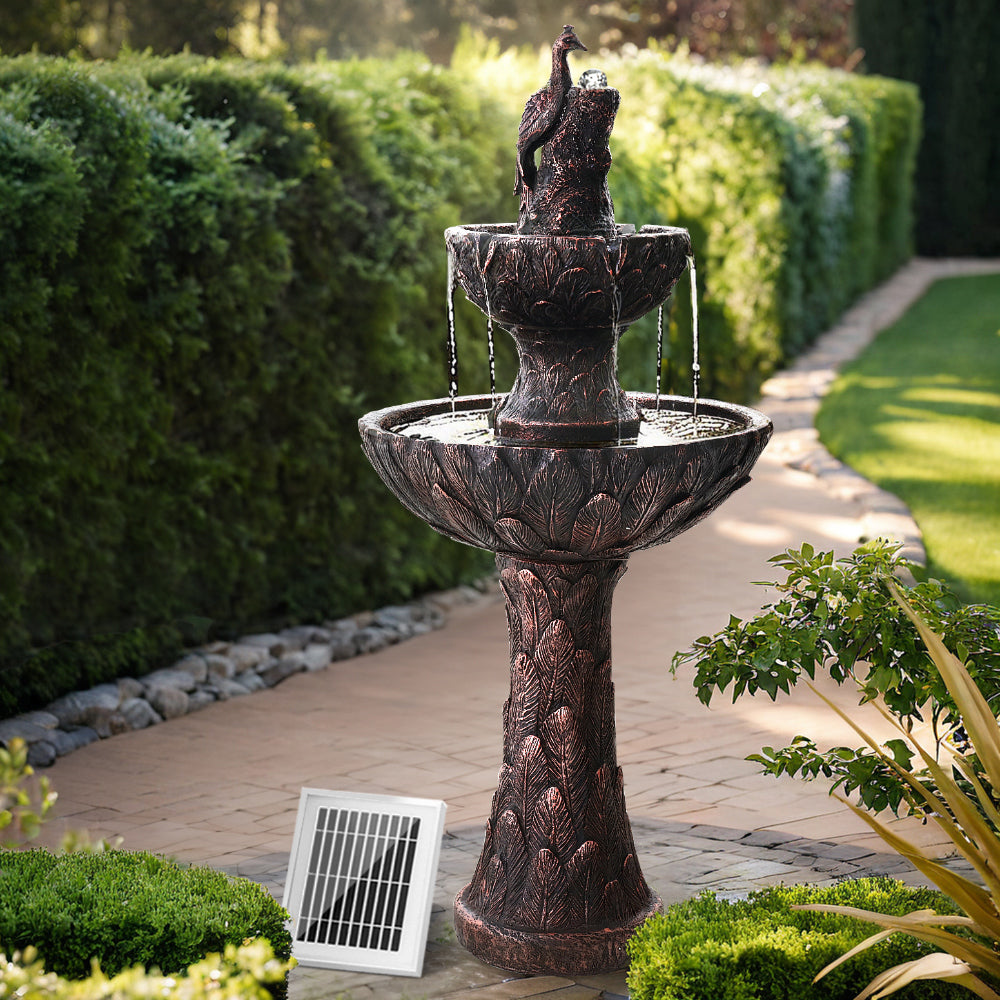 Gardeon Solar Fountain Water Feature with Pump Kit Bird Bath 106CM Peacock