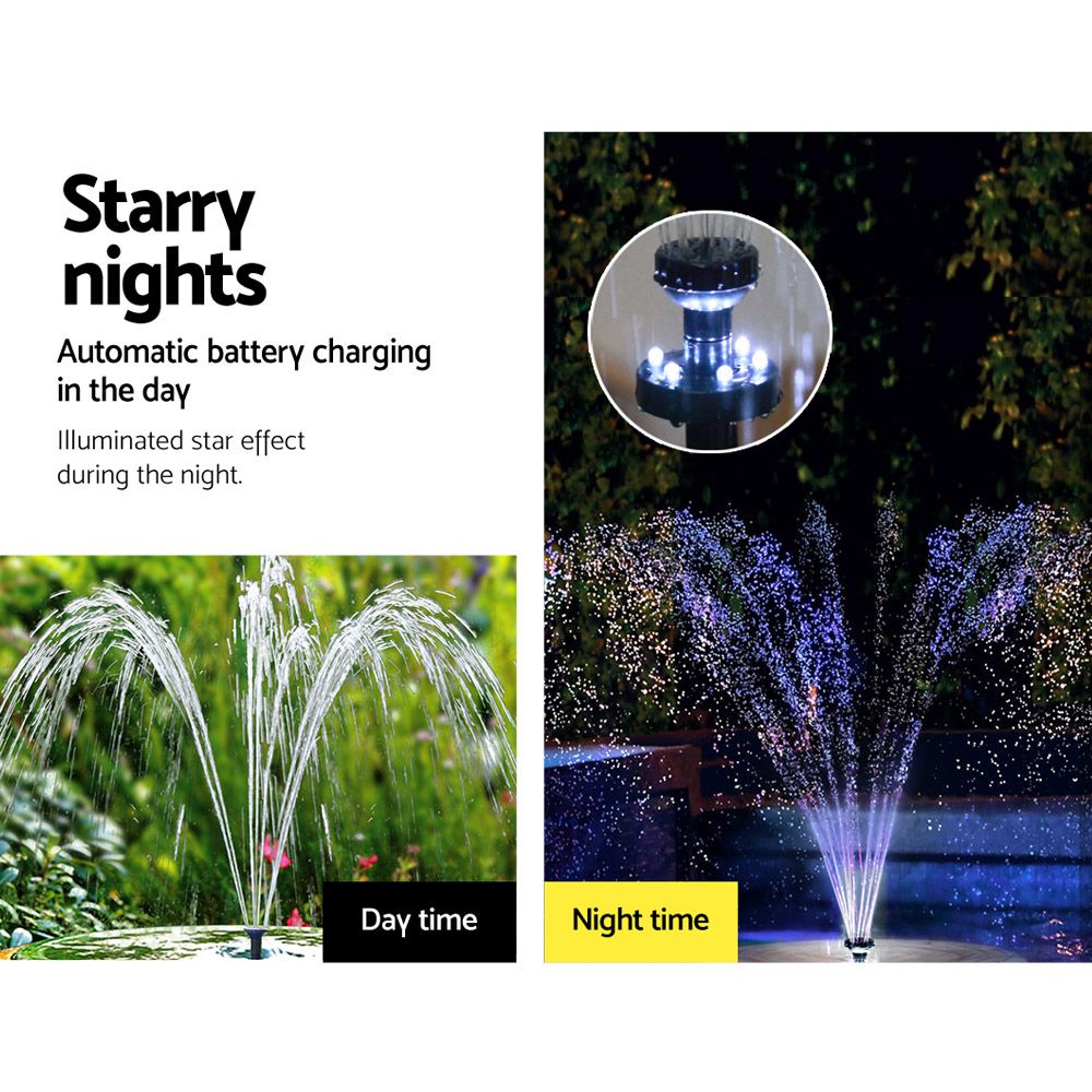 Gardeon Solar Pond Pump Submersible Water Fountain with Battery Kit LED Lights 4FT Bedworld