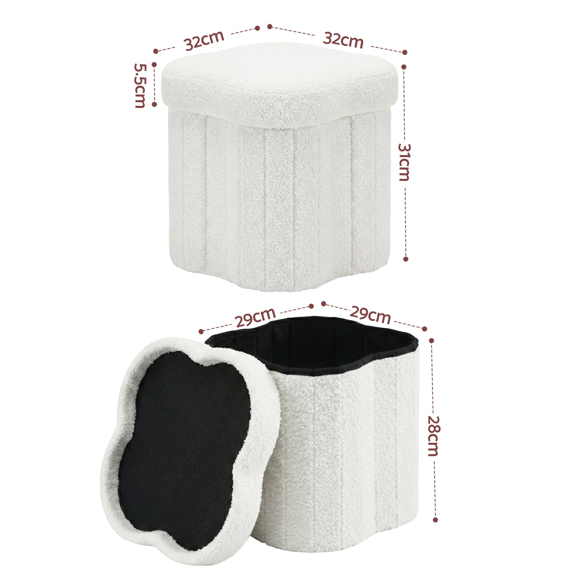 Artiss Storage Ottoman Foot Stool Foldable White Bedworld