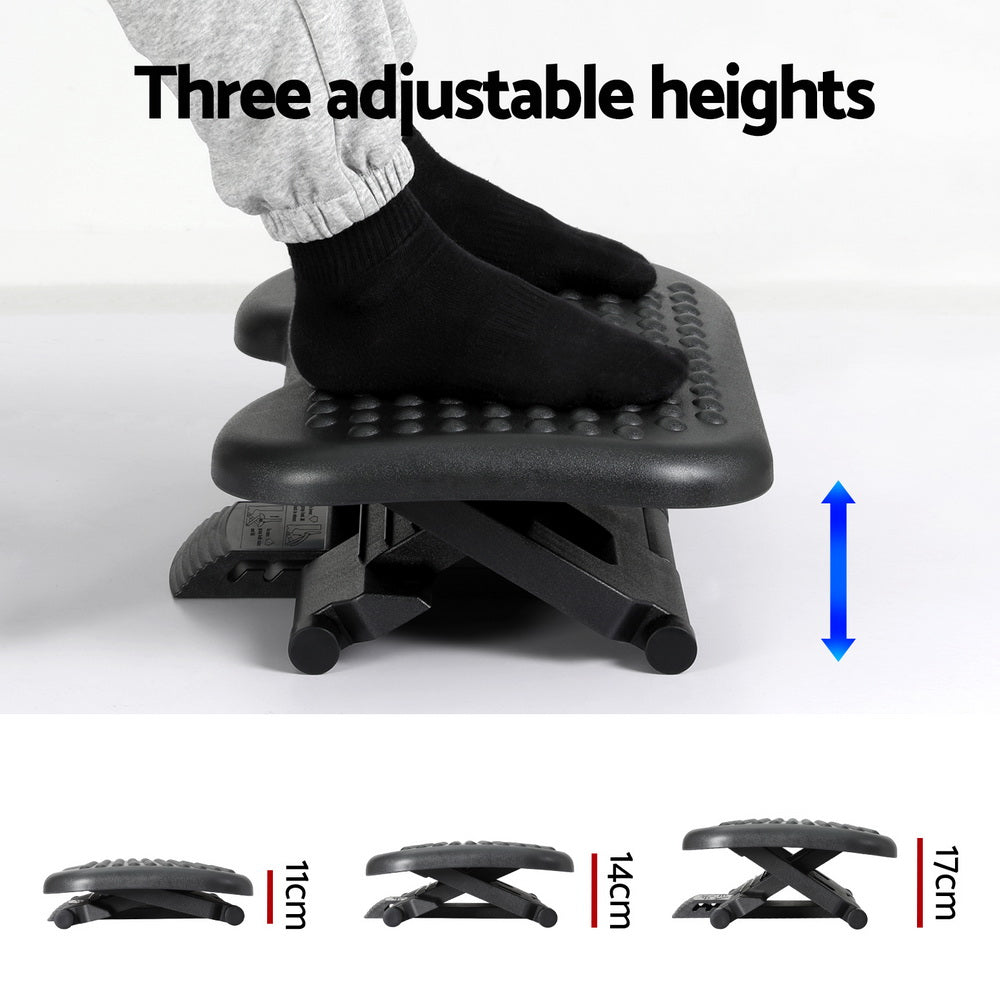 Desk Angle Adjustable Footrest Massage Black