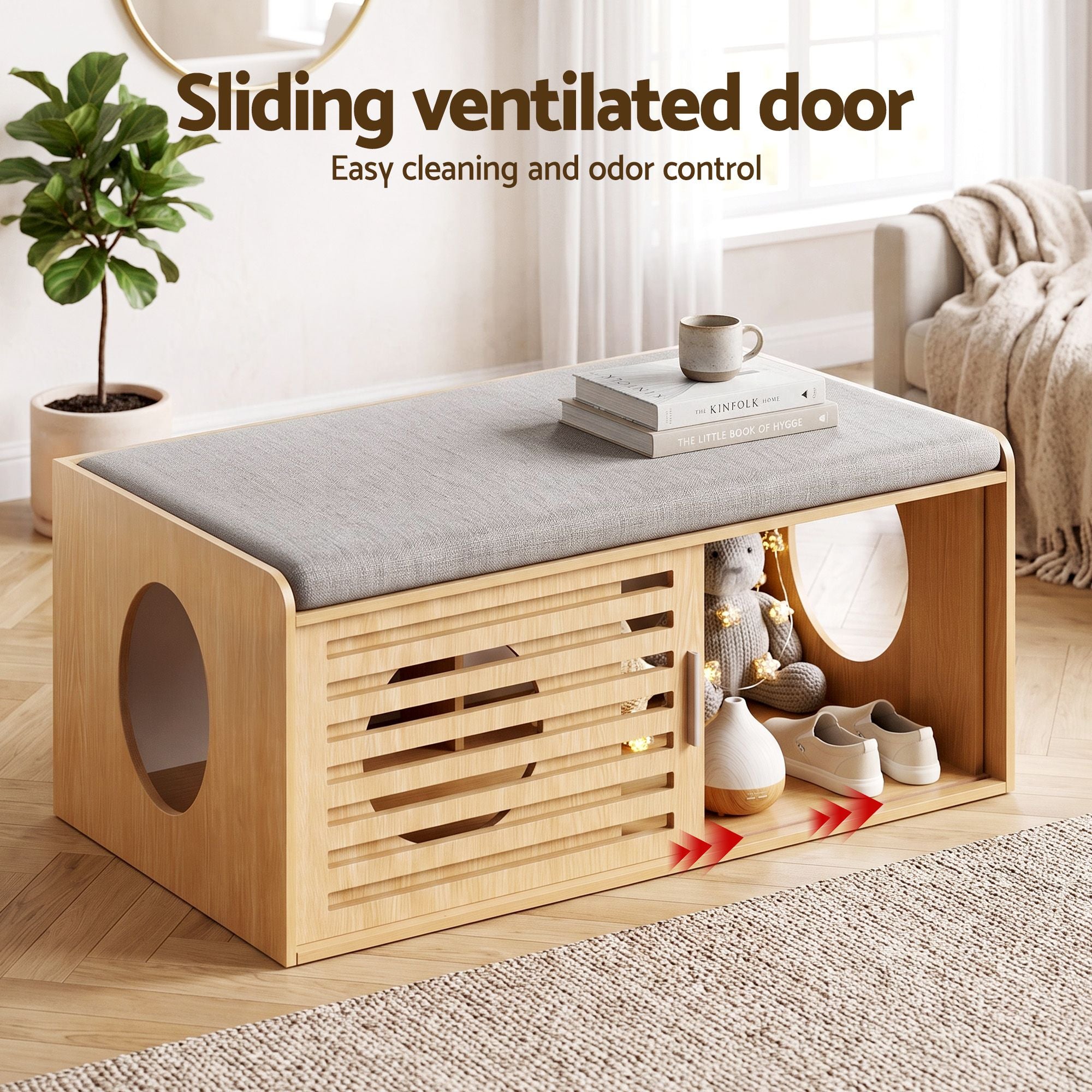 Artiss Pet Ottoman Footrest Bench with MDF Frame 100kg Capacity Natural Bedworld