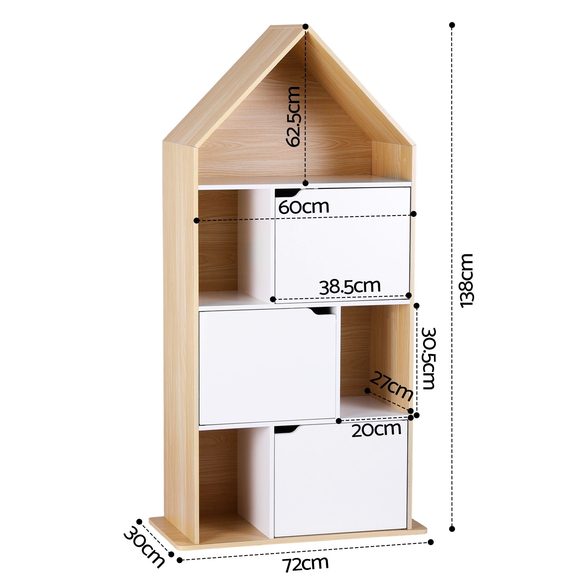 Artiss House Bookshelf 4 Tier Kids Storage Cabinet Shelf Unit White Pine Bedworld