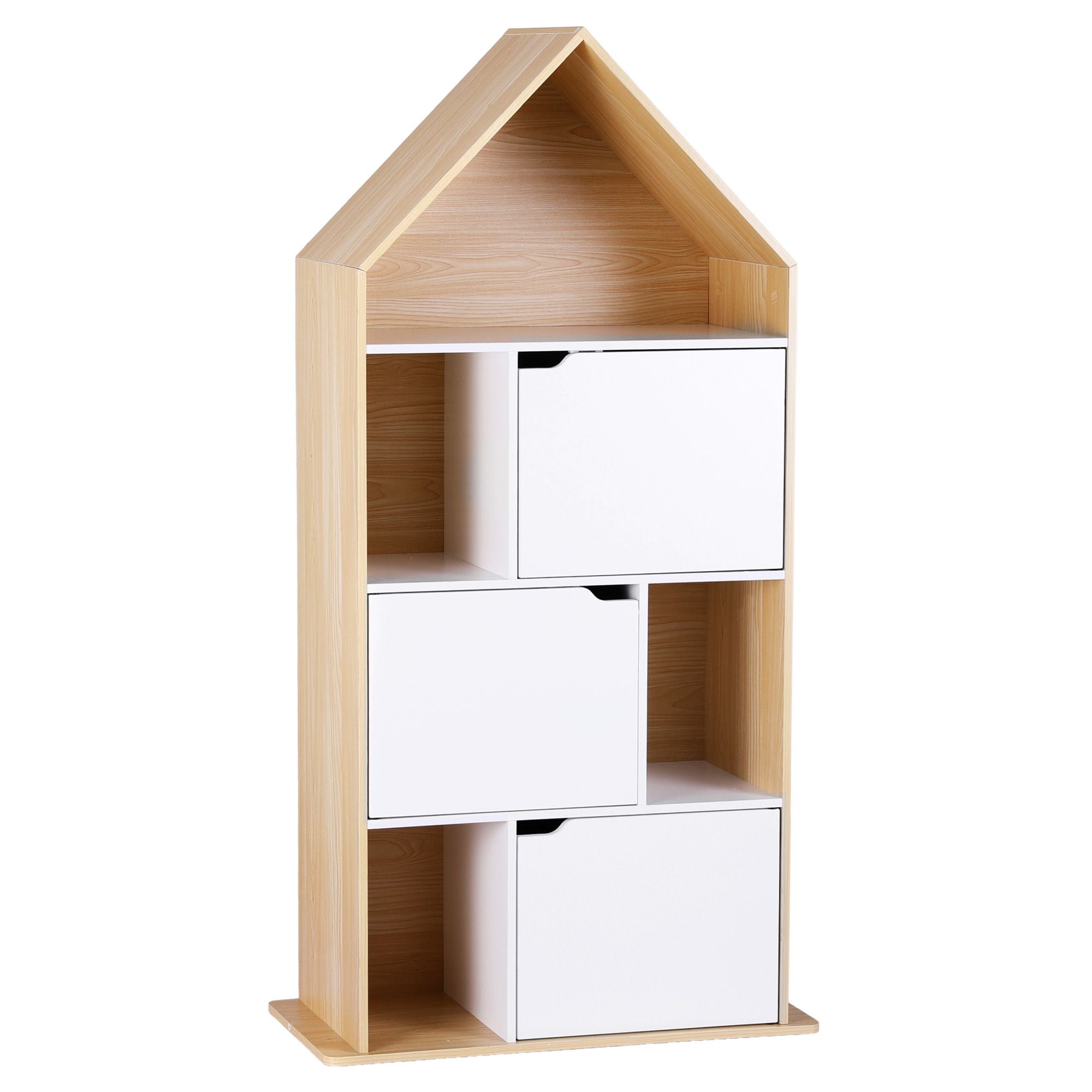 Artiss House Bookshelf 4 Tier Kids Storage Cabinet Shelf Unit White Pine Bedworld