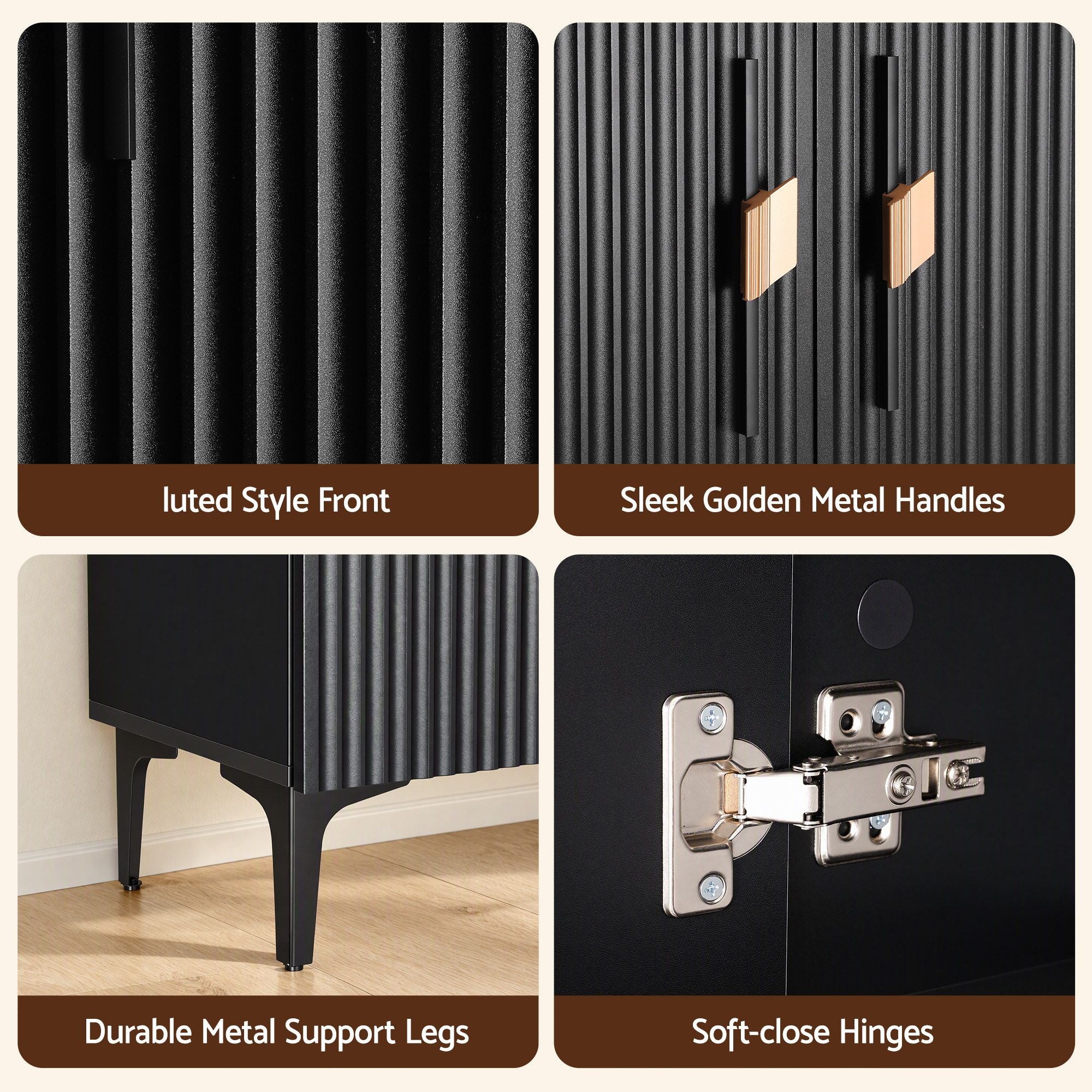 Artiss Shoe Cabinet Fluted Style 25 Pairs Shoe Storage Cupboard Black Bedworld