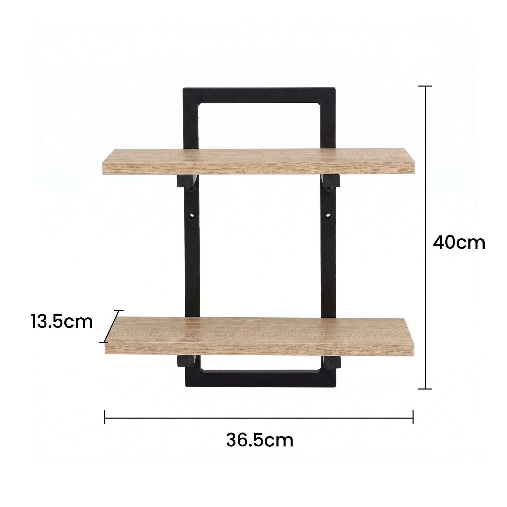 Artiss Set of 2 Floating Wall Shelf 2-Tier Wall-Mounted Display Ledge Wood & Metal Bedworld
