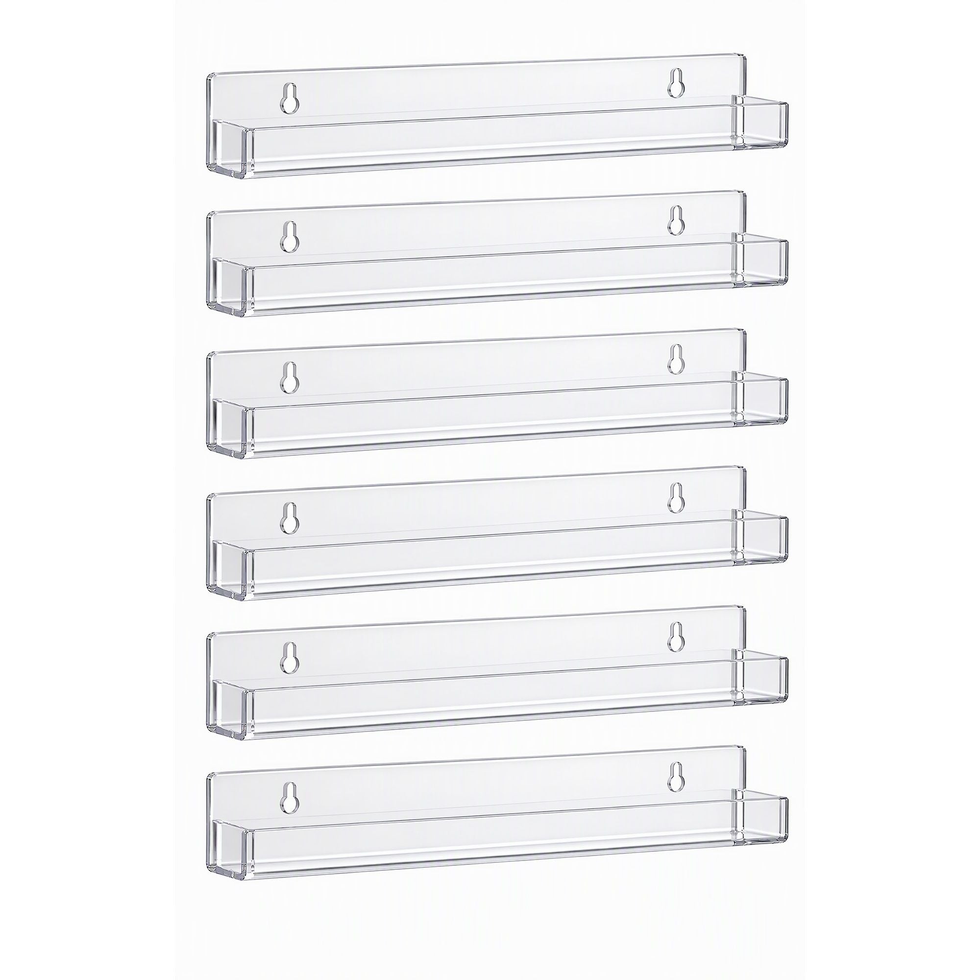 Artiss 6-Pack Acrylic Wall Shelves, Clear Floating Display Shelf with Detachable Panels & Front Lip Bedworld