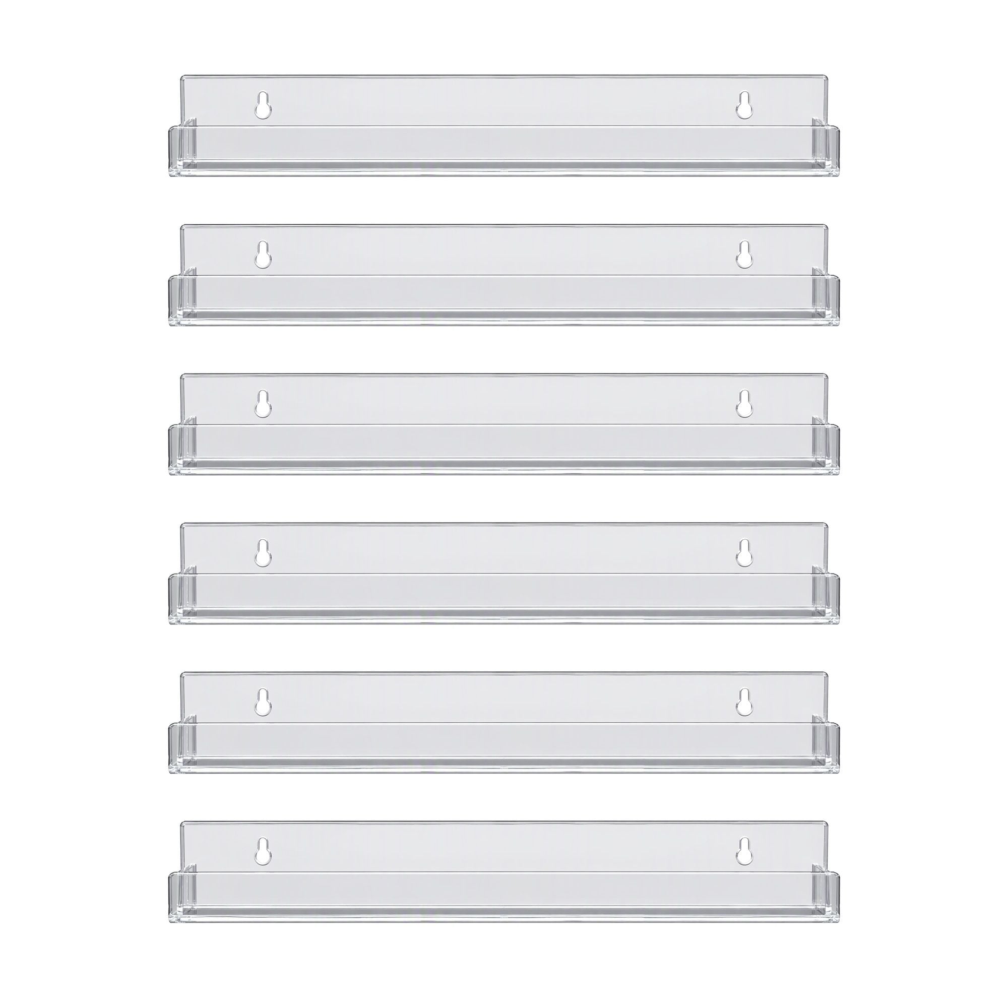 Artiss 6-Pack Acrylic Wall Shelves, Clear Floating Display Shelf with Detachable Panels & Front Lip Bedworld