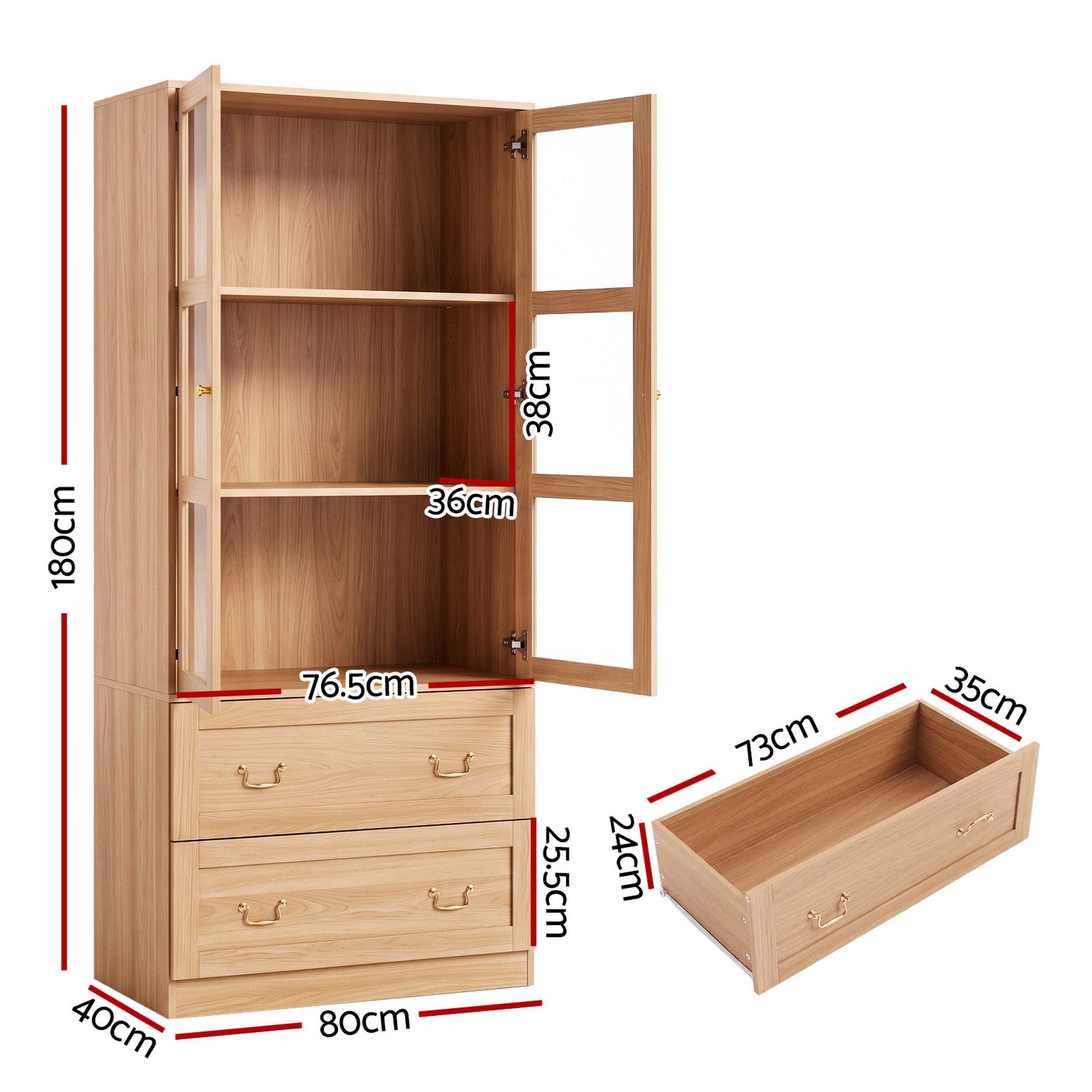 Artiss Buffet Sideboard Cabinet 180cm Hutch Storage Kitchen Drawer Door Wood Bedworld
