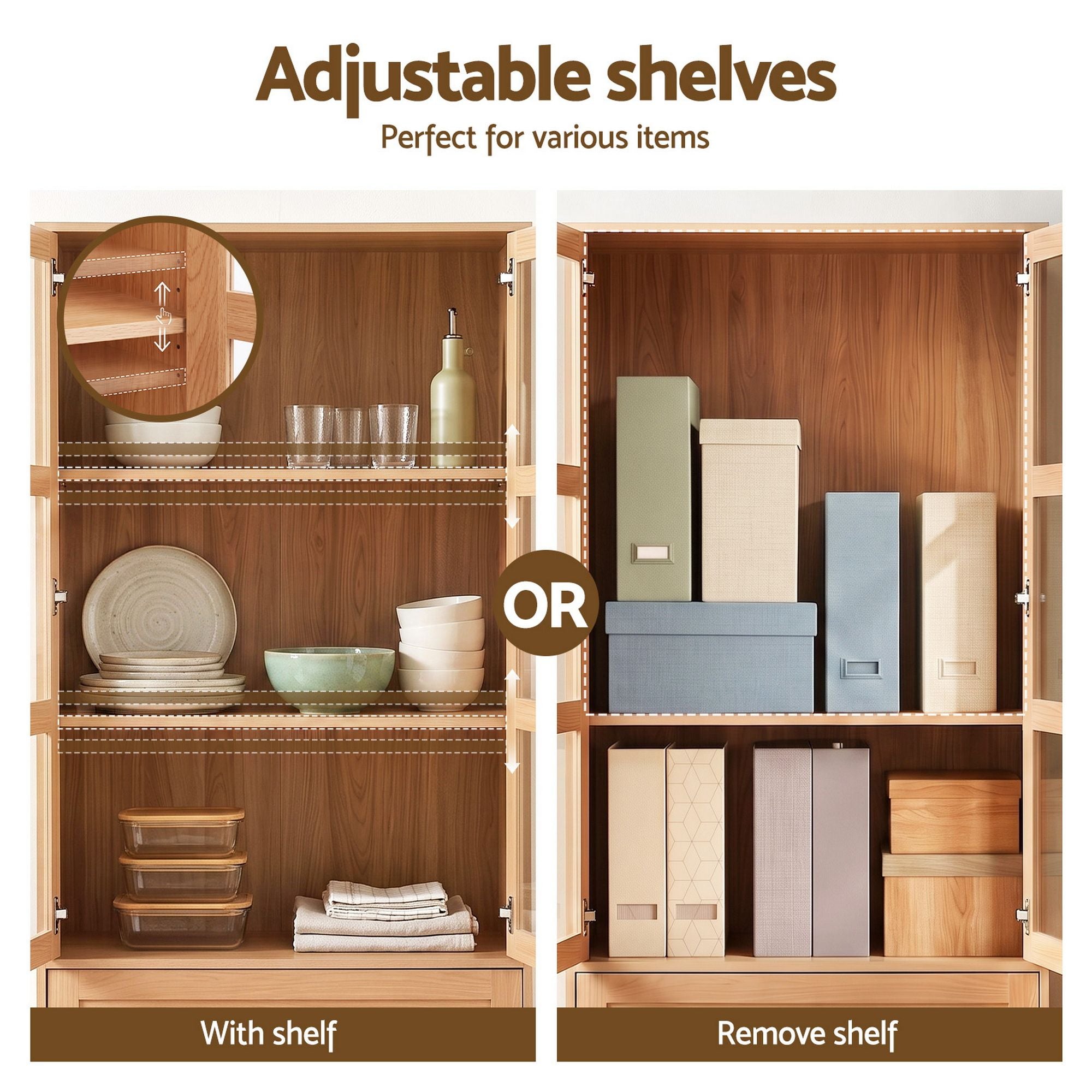 Artiss Buffet Sideboard Cabinet 180cm Hutch Storage Kitchen Drawer Door Wood Bedworld
