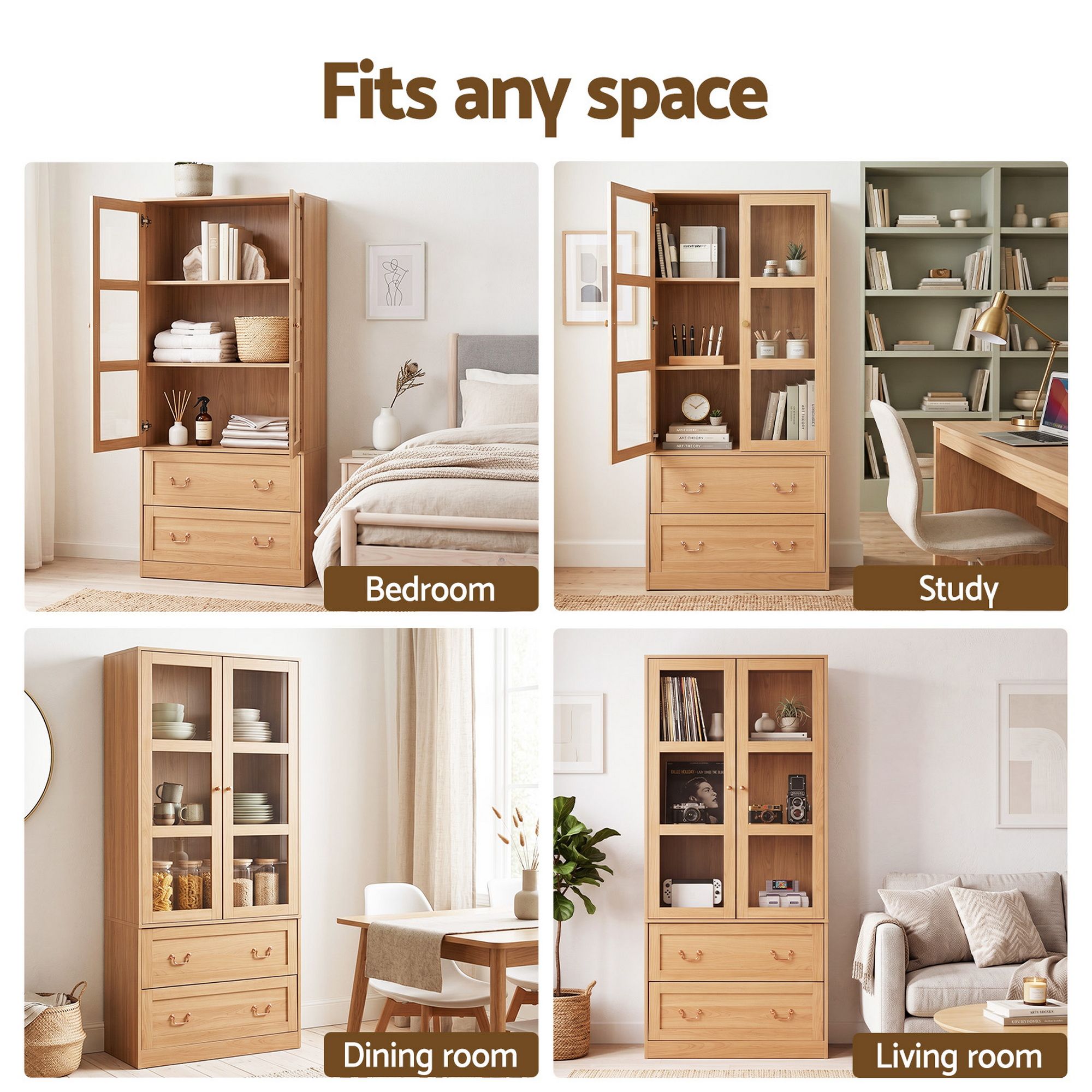 Artiss Buffet Sideboard Cabinet 180cm Hutch Storage Kitchen Drawer Door Wood Bedworld