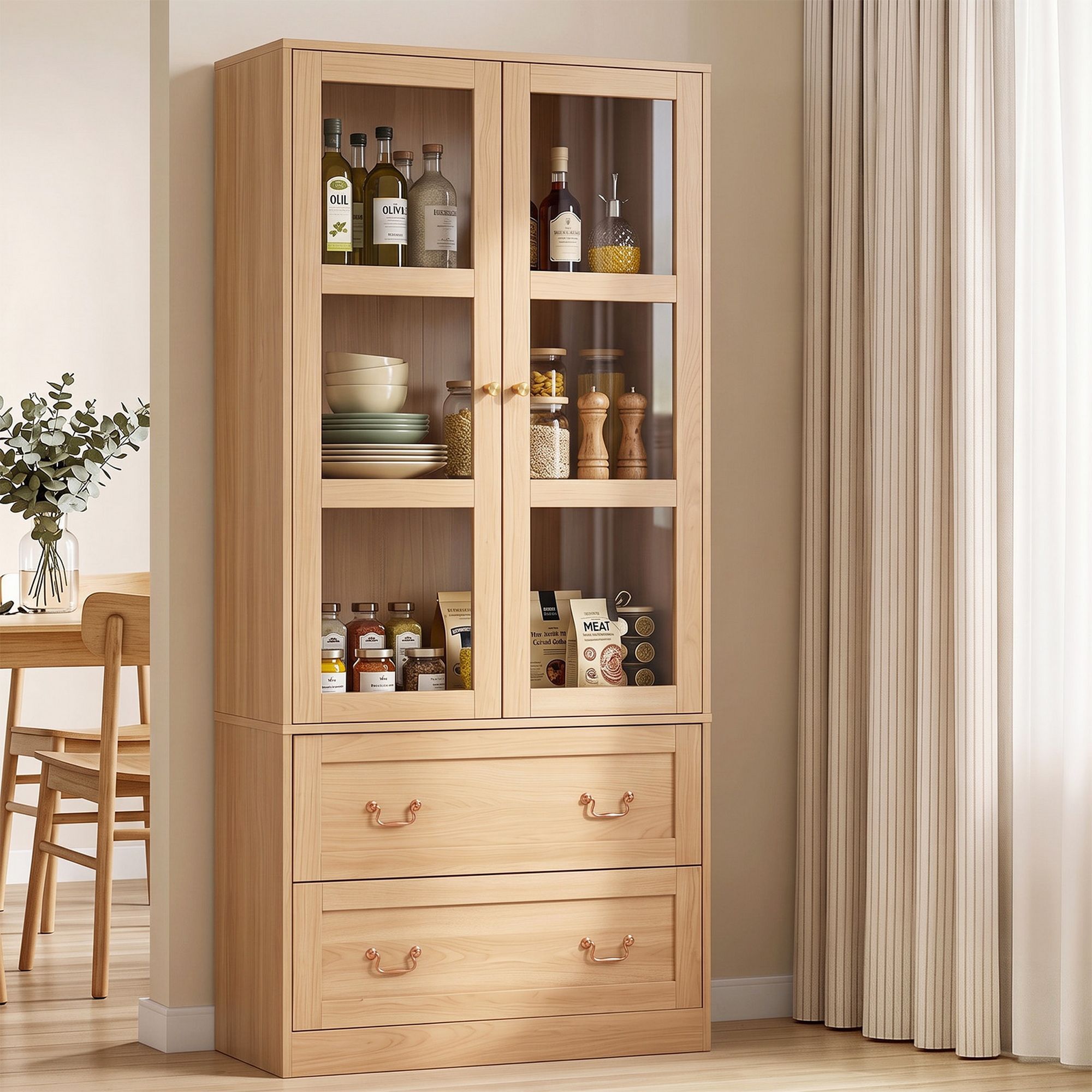 Artiss Buffet Sideboard Cabinet 180cm Hutch Storage Kitchen Drawer Door Wood Bedworld