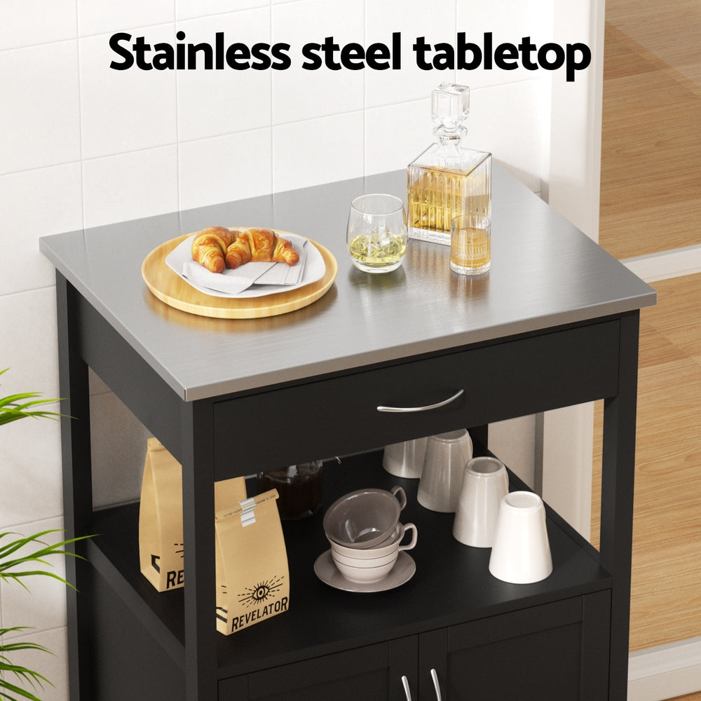 Artiss Kitchen Island Trolley Rolling Serving Cart Storage Drawer Cupboard 60cm