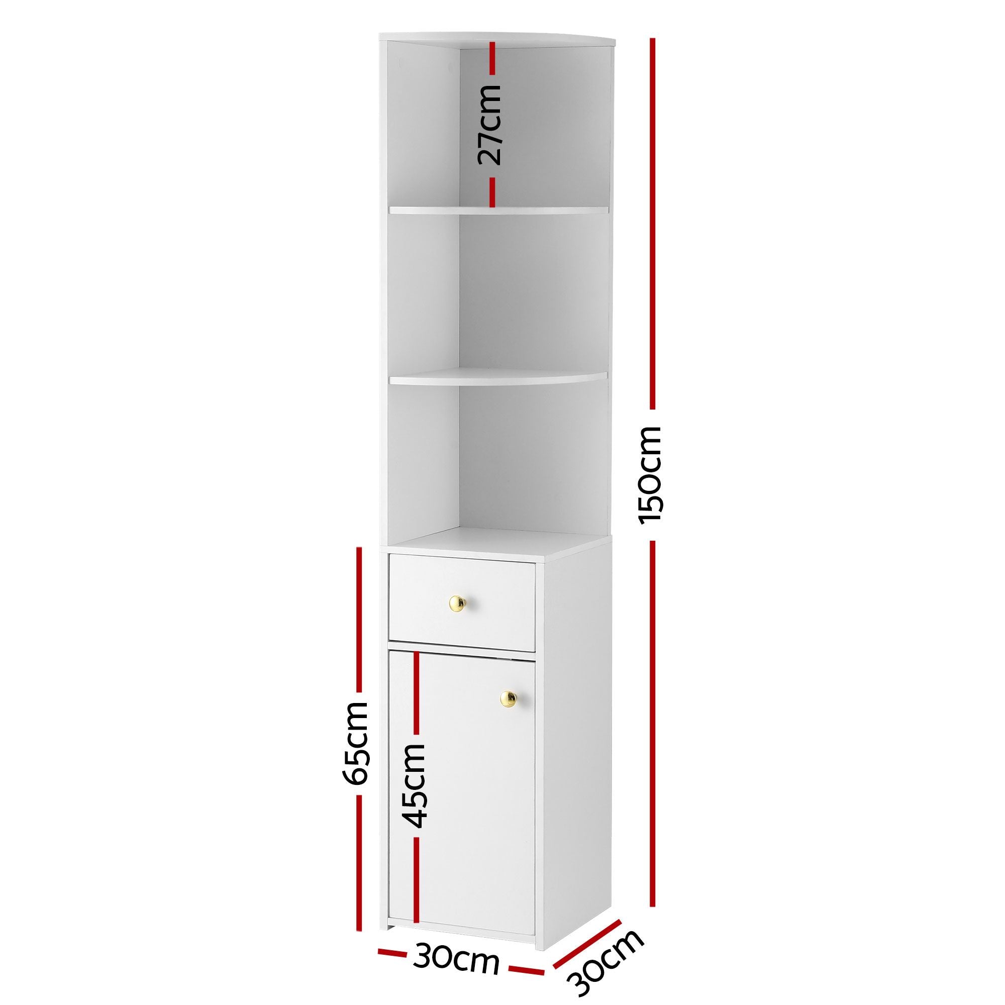 Artiss 3 Tiers Bookshelf with Storage Drawer and Cabinet White Bedworld