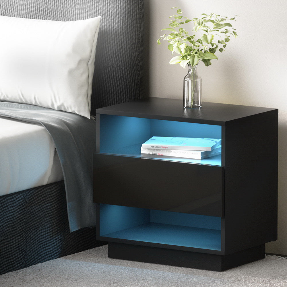 Artiss Bedside Table LED