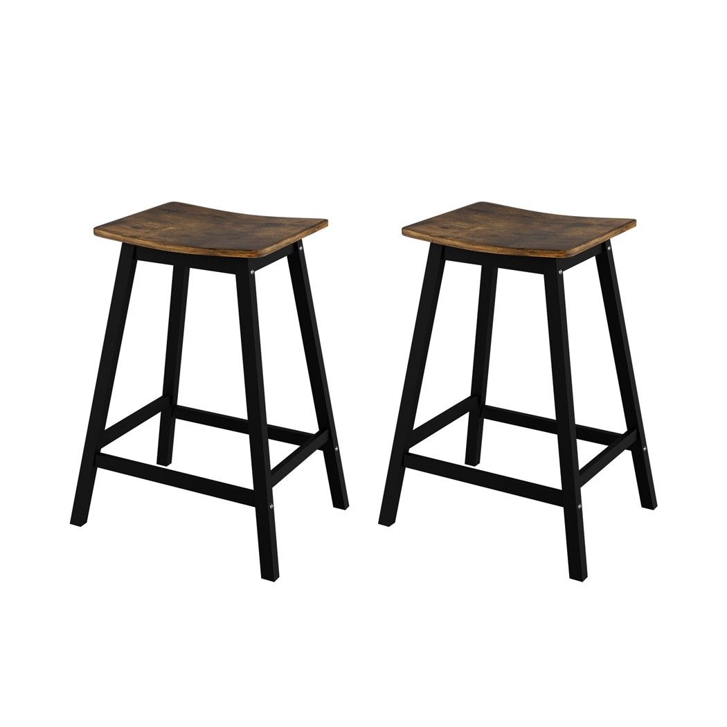 Artiss Bar Stools Set of 2 Kitchen Counter Stools Wooden Industrial Rustic Brown Bedworld