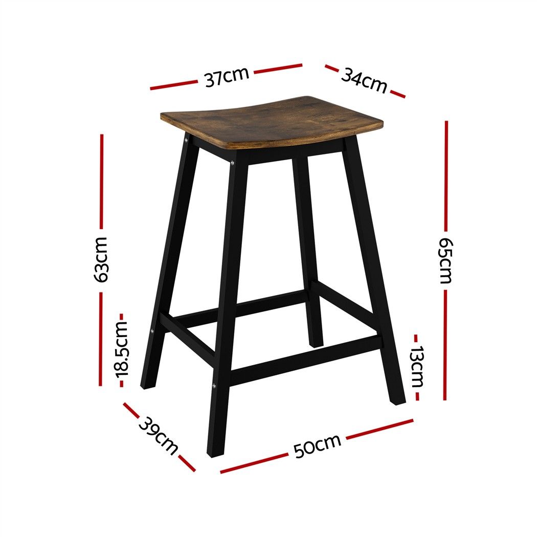Artiss Bar Stools Set of 2 Kitchen Counter Stools Wooden Industrial Rustic Brown Bedworld