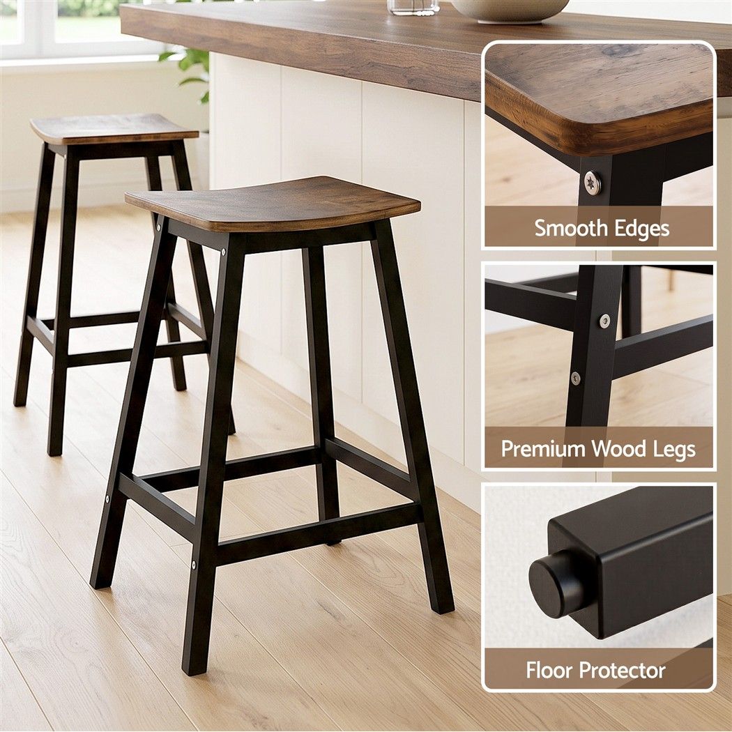 Artiss Bar Stools Set of 2 Kitchen Counter Stools Wooden Industrial Rustic Brown Bedworld