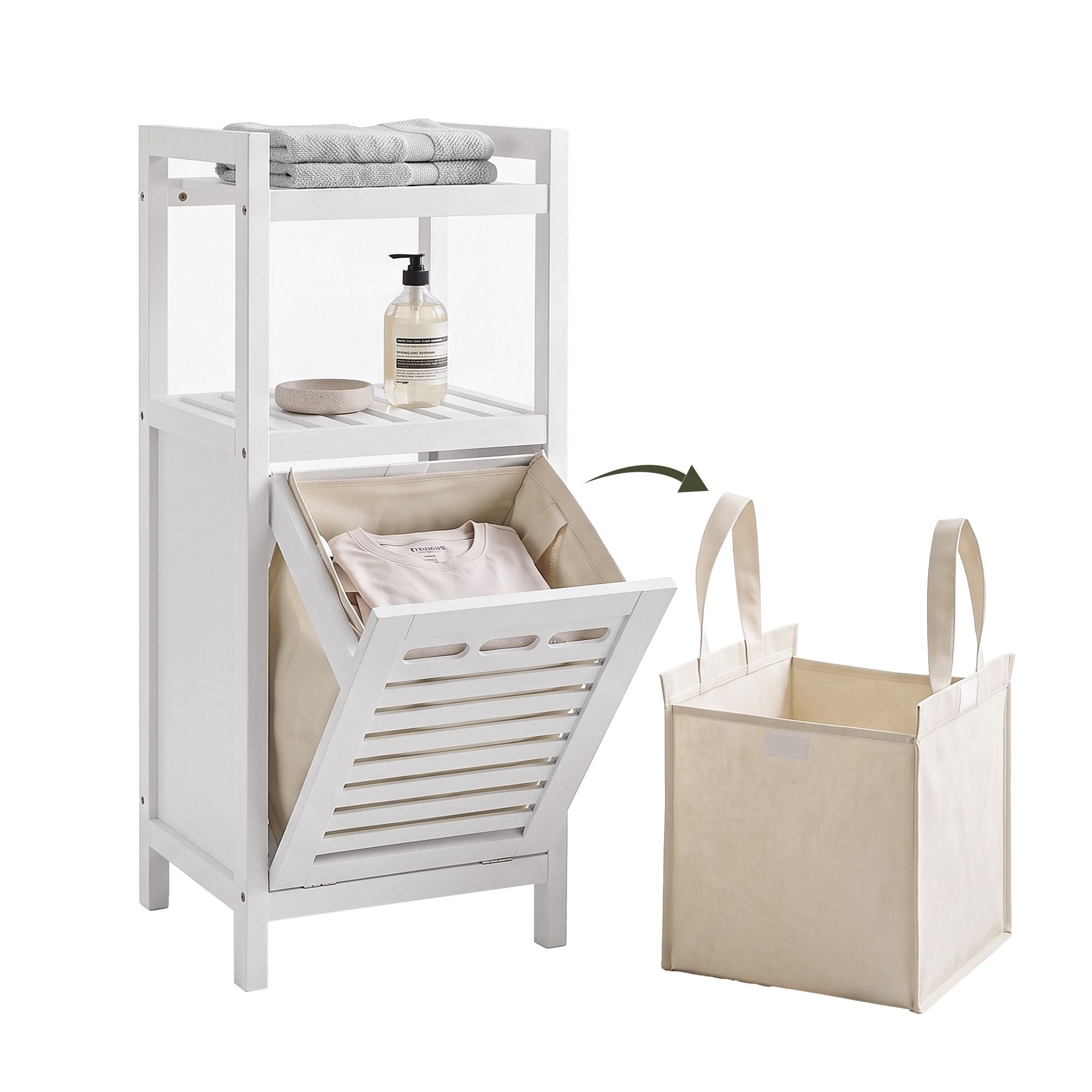 Artiss Bathroom Storage Cabinet Tilt Out Laundry Hamper Tall Organiser White Bedworld