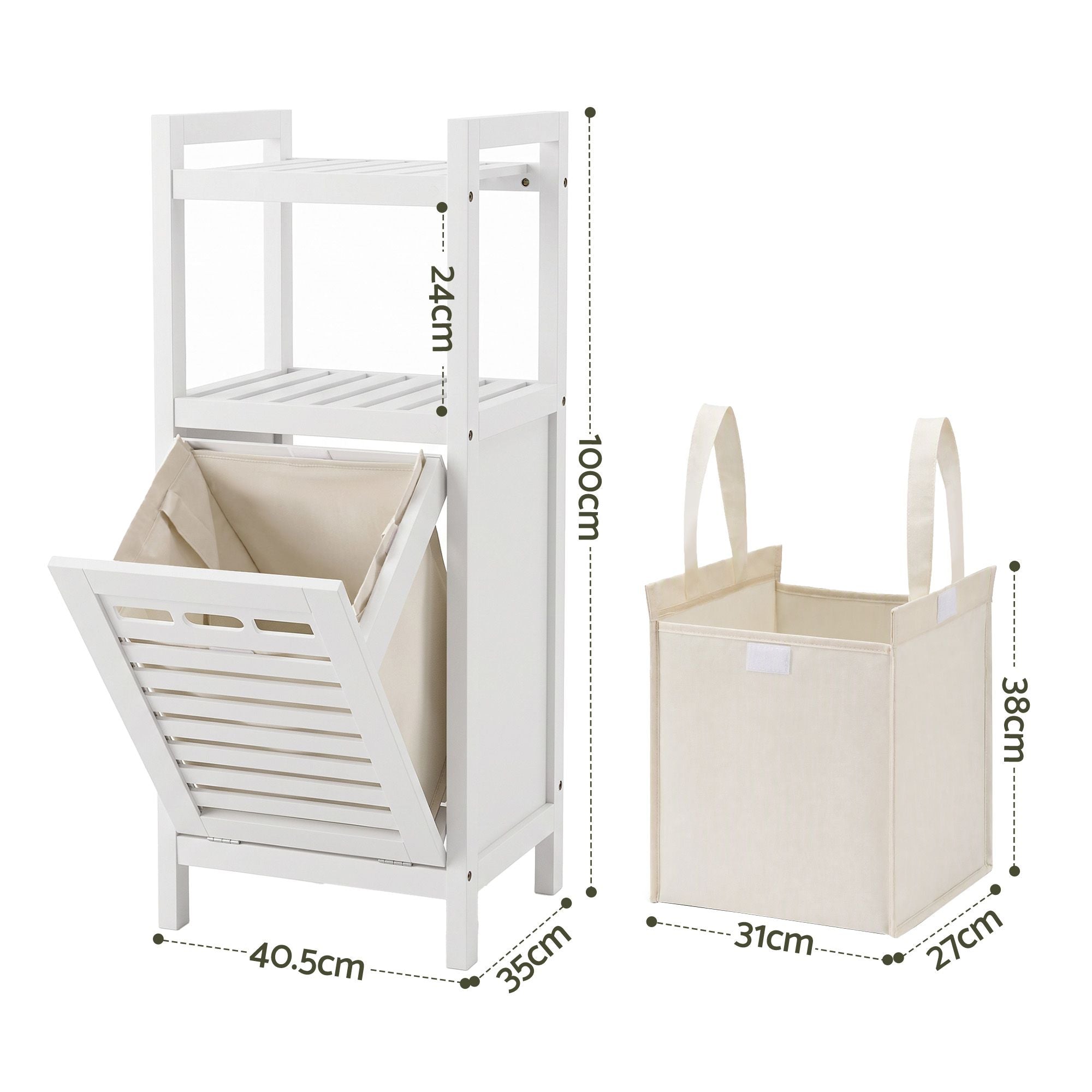 Artiss Bathroom Storage Cabinet Tilt Out Laundry Hamper Tall Organiser White Bedworld