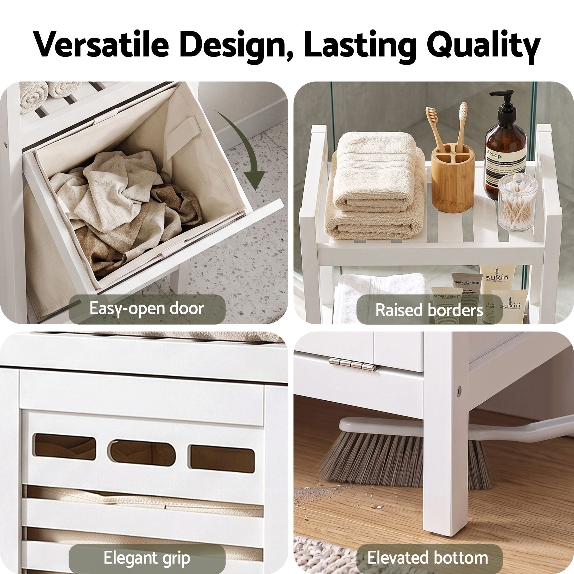 Artiss Bathroom Storage Cabinet Tilt Out Laundry Hamper Tall Organiser White Bedworld