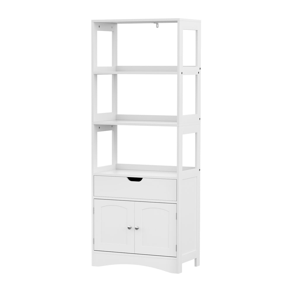 Artiss Bathroom Floor Storage Cabinet with 2 Drawers 3 Open Shelves 2 Doors White Bedworld