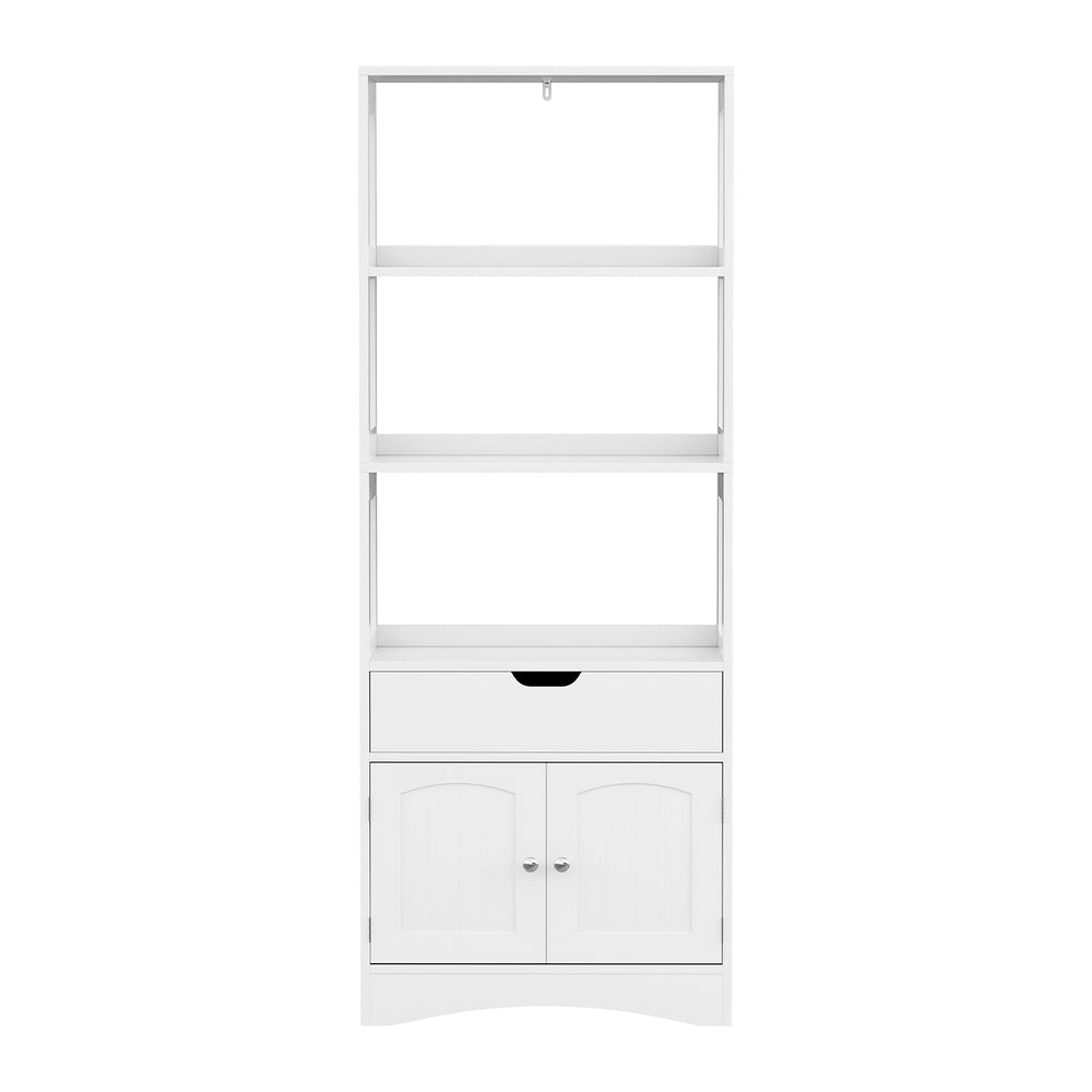 Artiss Bathroom Floor Storage Cabinet with 2 Drawers 3 Open Shelves 2 Doors White Bedworld
