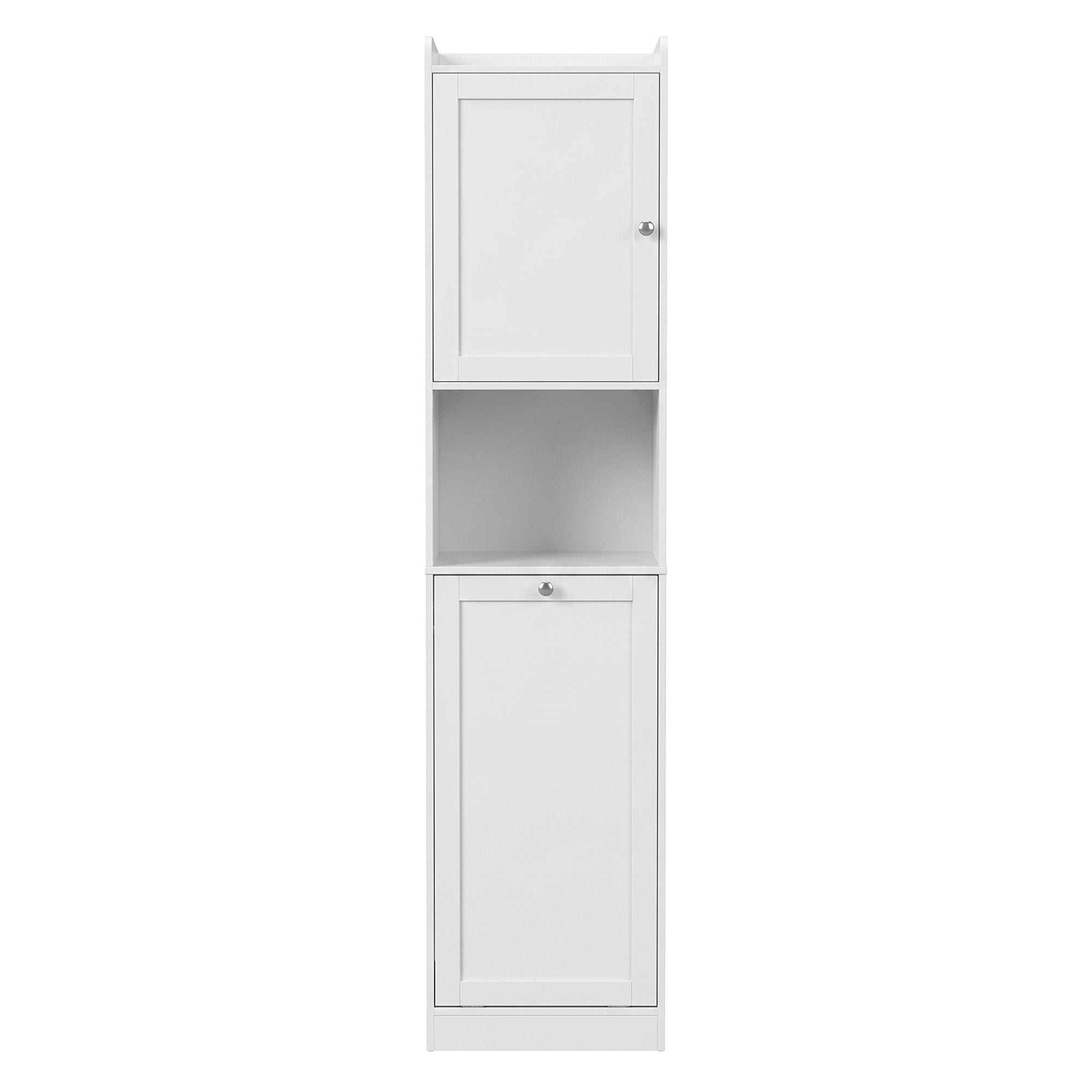 Artiss Tall Bathroom Storage Cabinet with Tilt Out Laundry Hamper White 170cm Bedworld