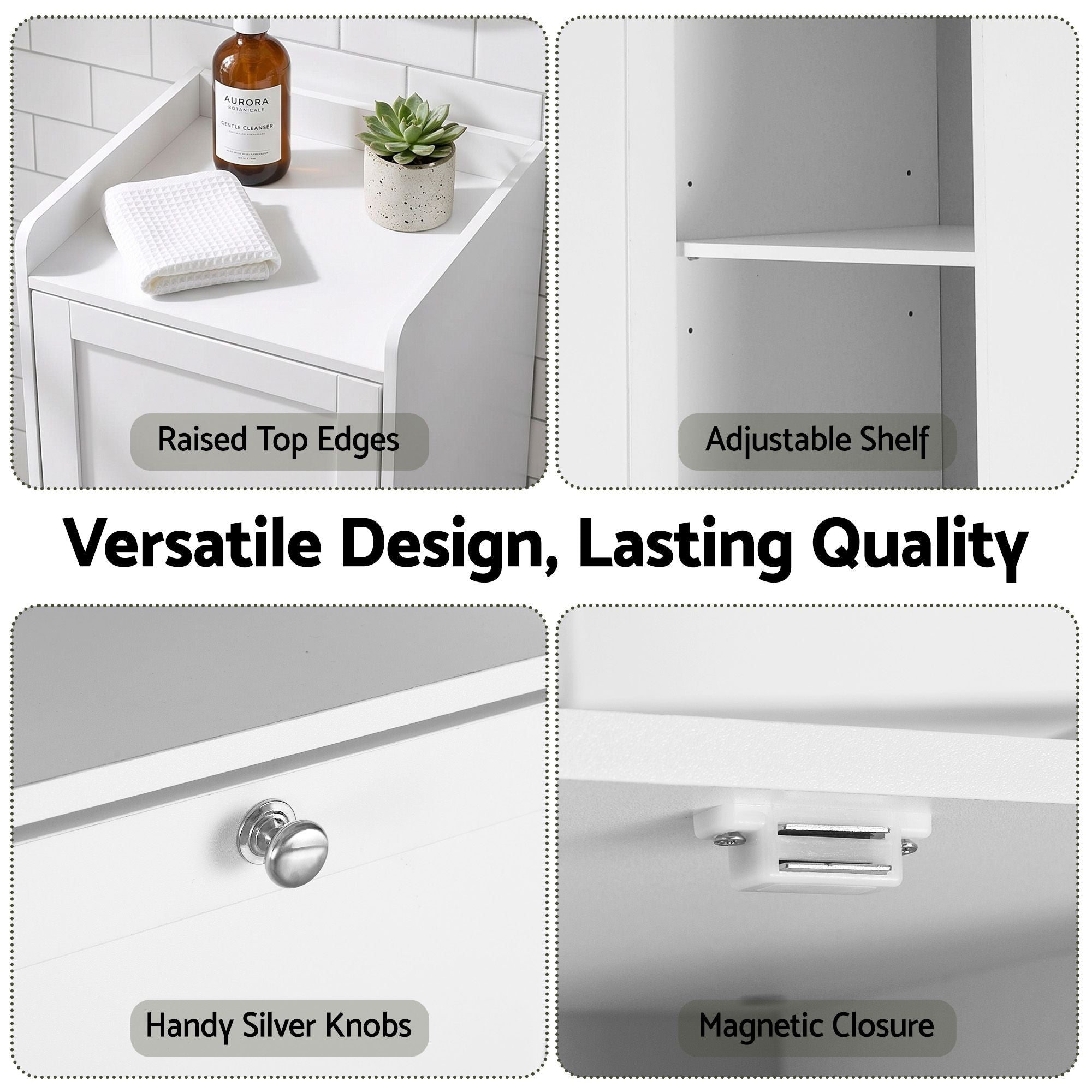 Artiss Tall Bathroom Storage Cabinet with Tilt Out Laundry Hamper White 170cm Bedworld