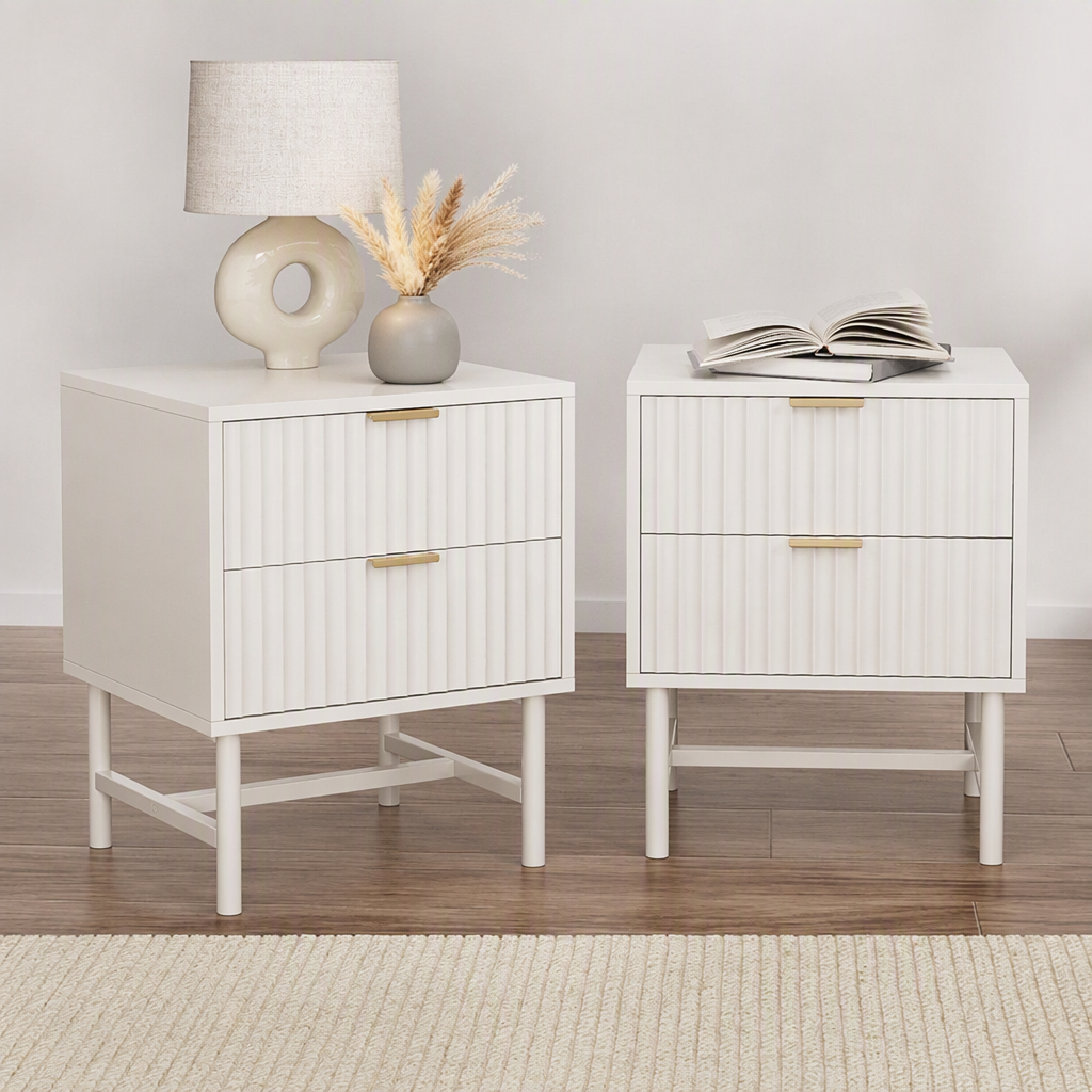 Artiss 2X Bedside Table White Nightstand 2 Drawers Bedworld