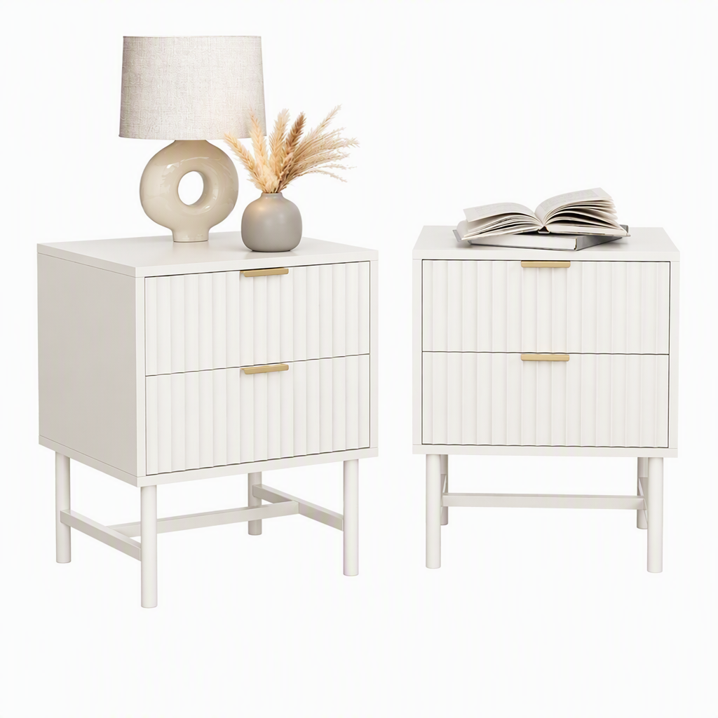 Artiss 2X Bedside Table White Nightstand 2 Drawers Bedworld