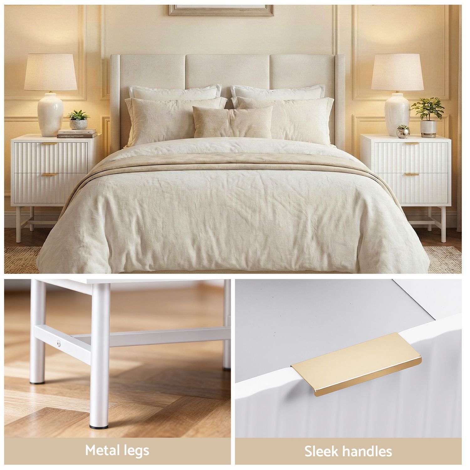 Artiss 2X Bedside Table White Nightstand 2 Drawers Bedworld