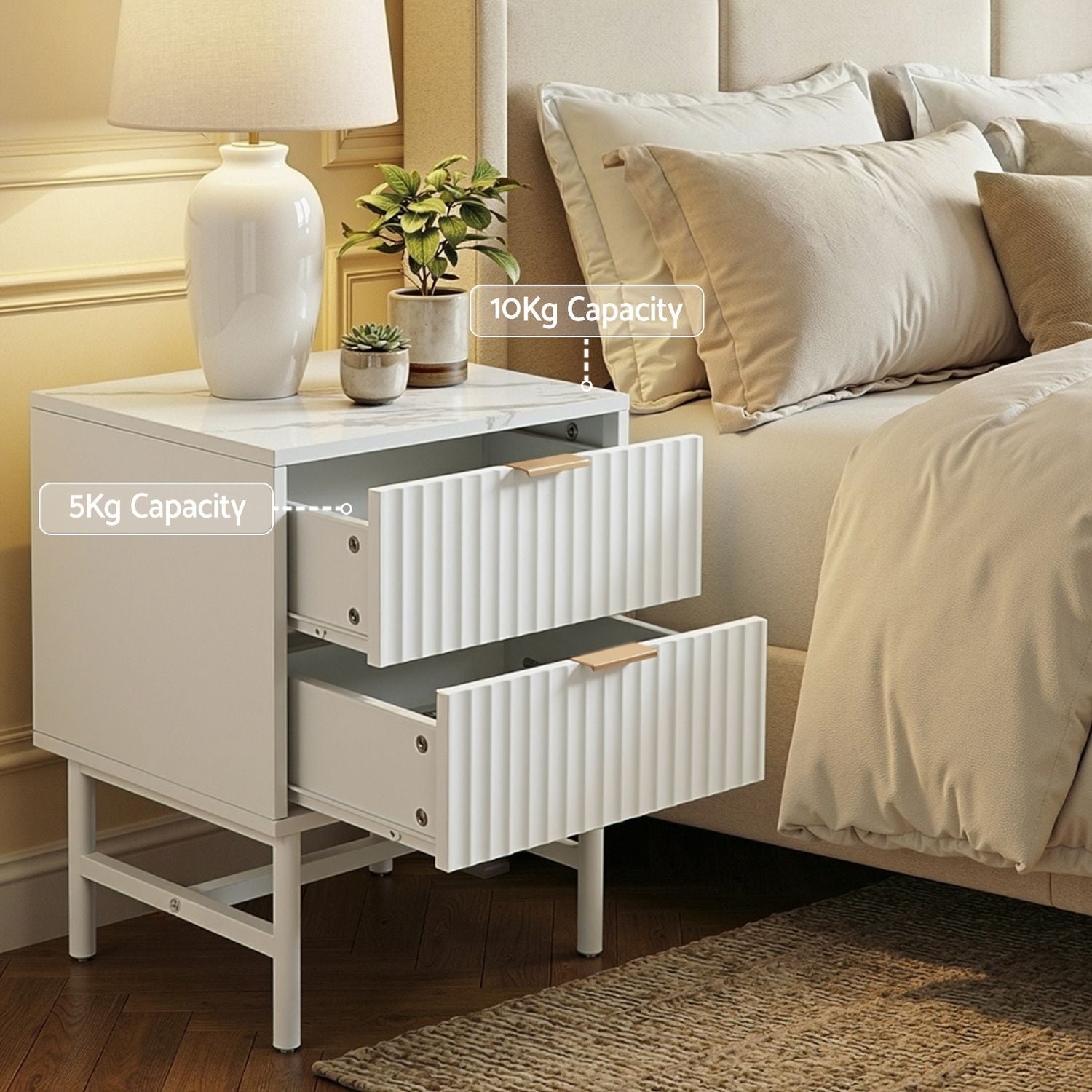 Artiss 2X Bedside Table White Nightstand 2 Drawers Bedworld