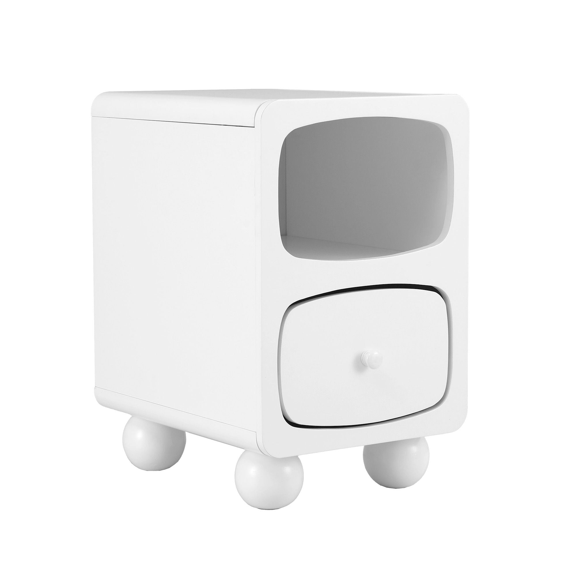 Artiss Bedside Table Storage Drawer Shelf Pine Wood Legs White Bedworld