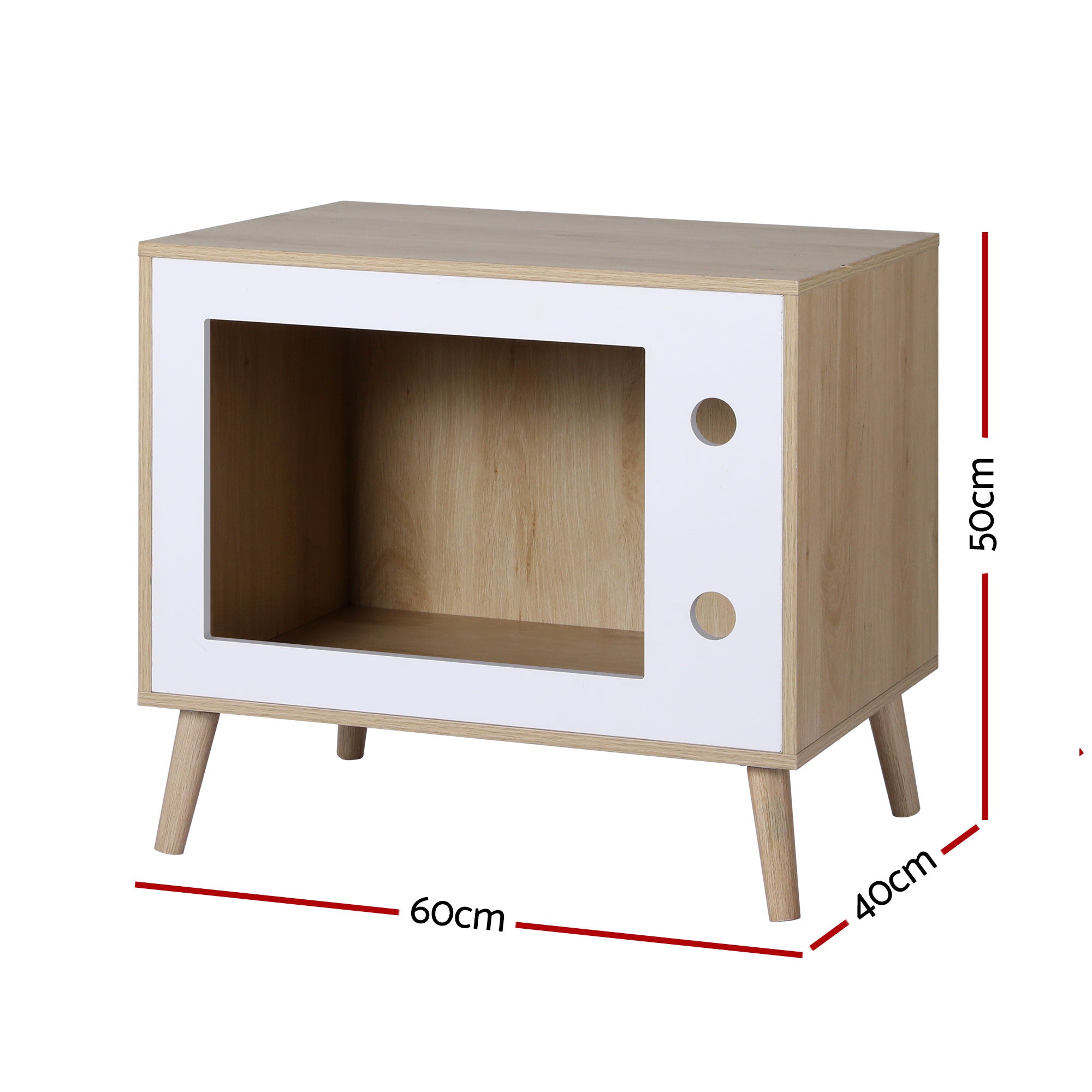 Artiss Cat Nest Bedside Table Solid Wood 60cm Bedworld