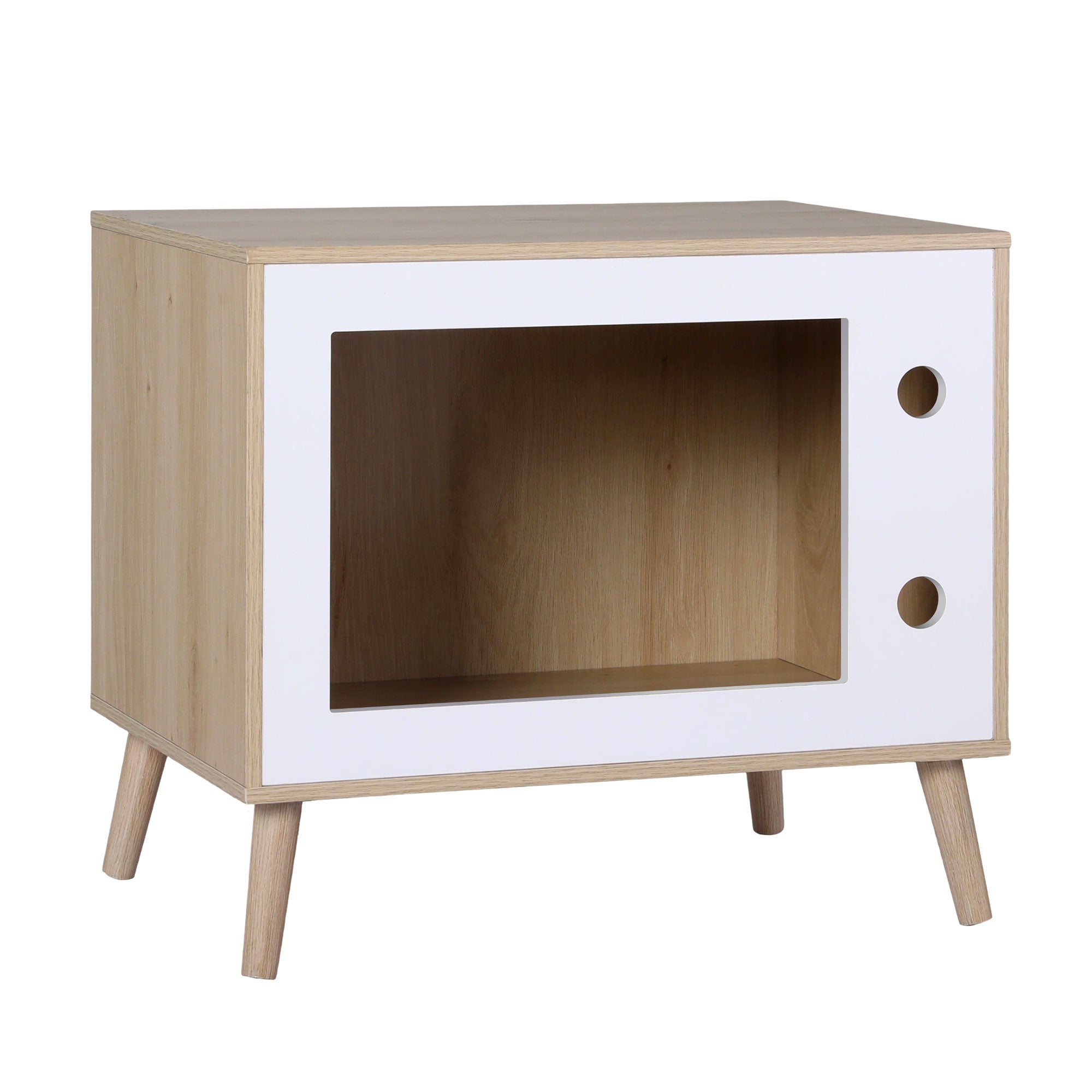 Artiss Cat Nest Bedside Table Solid Wood 60cm Bedworld