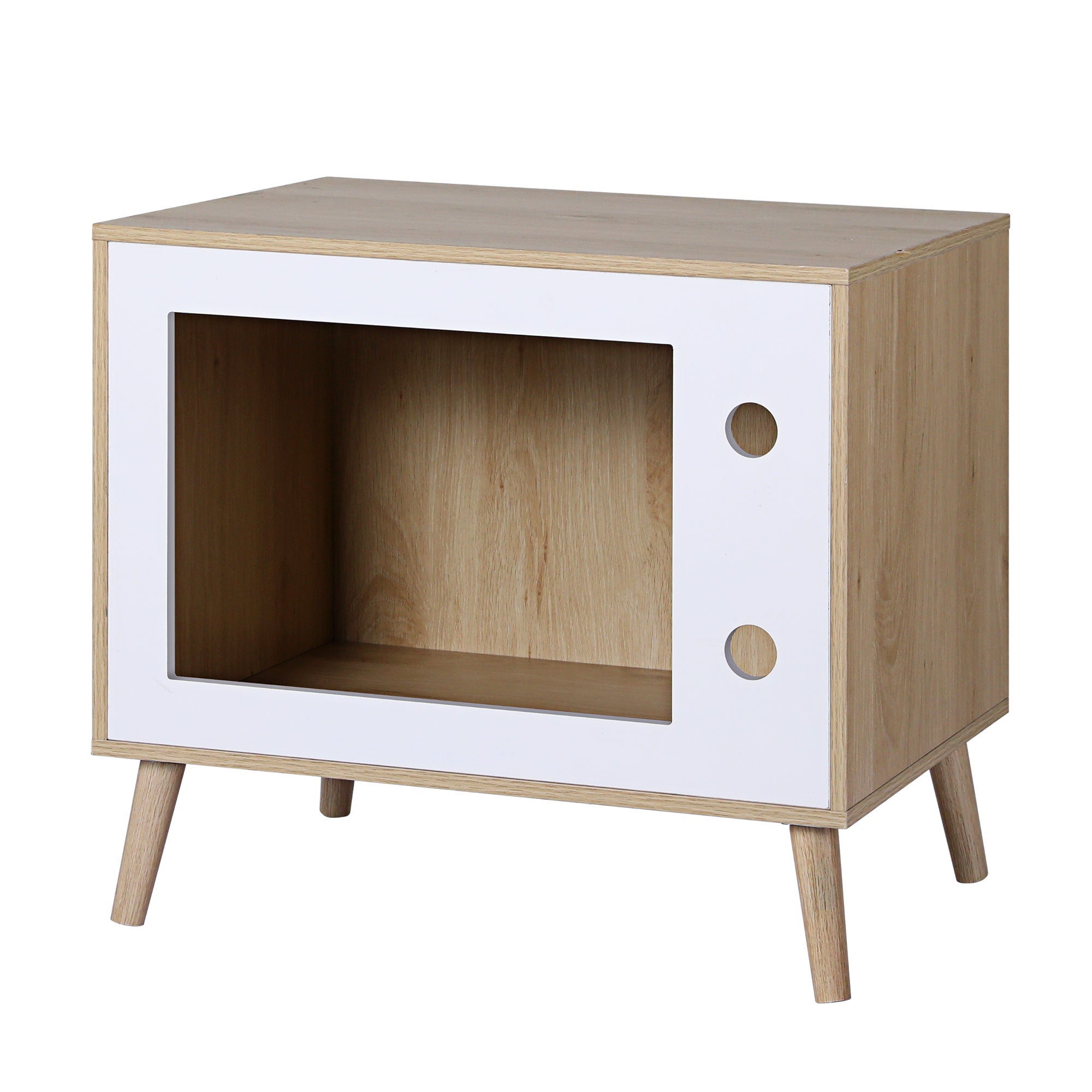 Artiss Cat Nest Bedside Table Solid Wood 60cm Bedworld