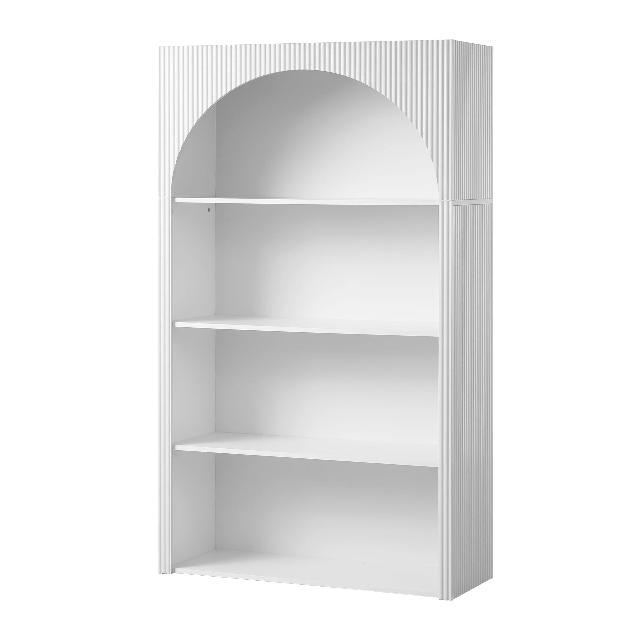 Artiss 4 Tier Bookshelf Arched Fluted Storage Display Cabinet Unit White Bedworld