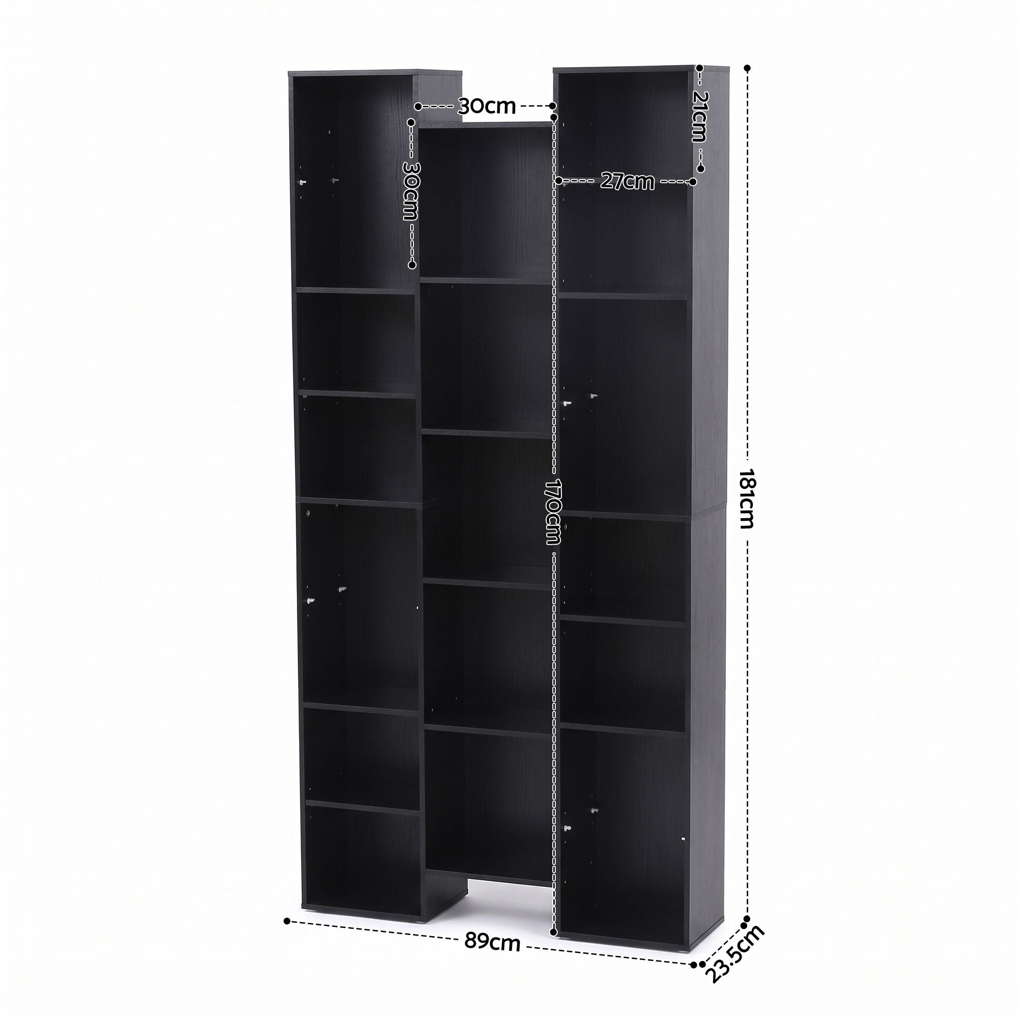 Artiss Bookshelf Display Shelves CD DVD Storage Rack Tall Bookcase Black Bedworld