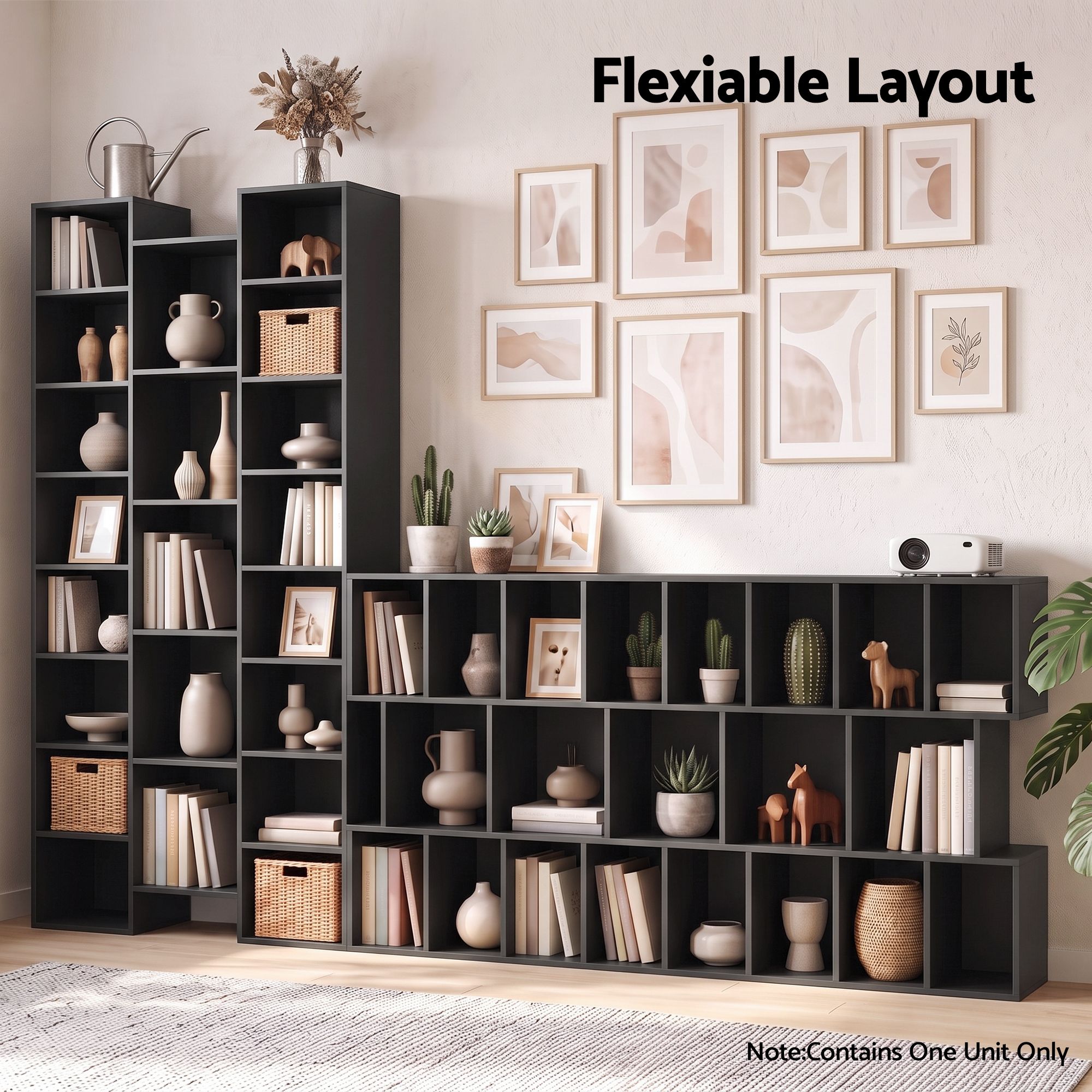 Artiss Bookshelf Display Shelves CD DVD Storage Rack Tall Bookcase Black Bedworld