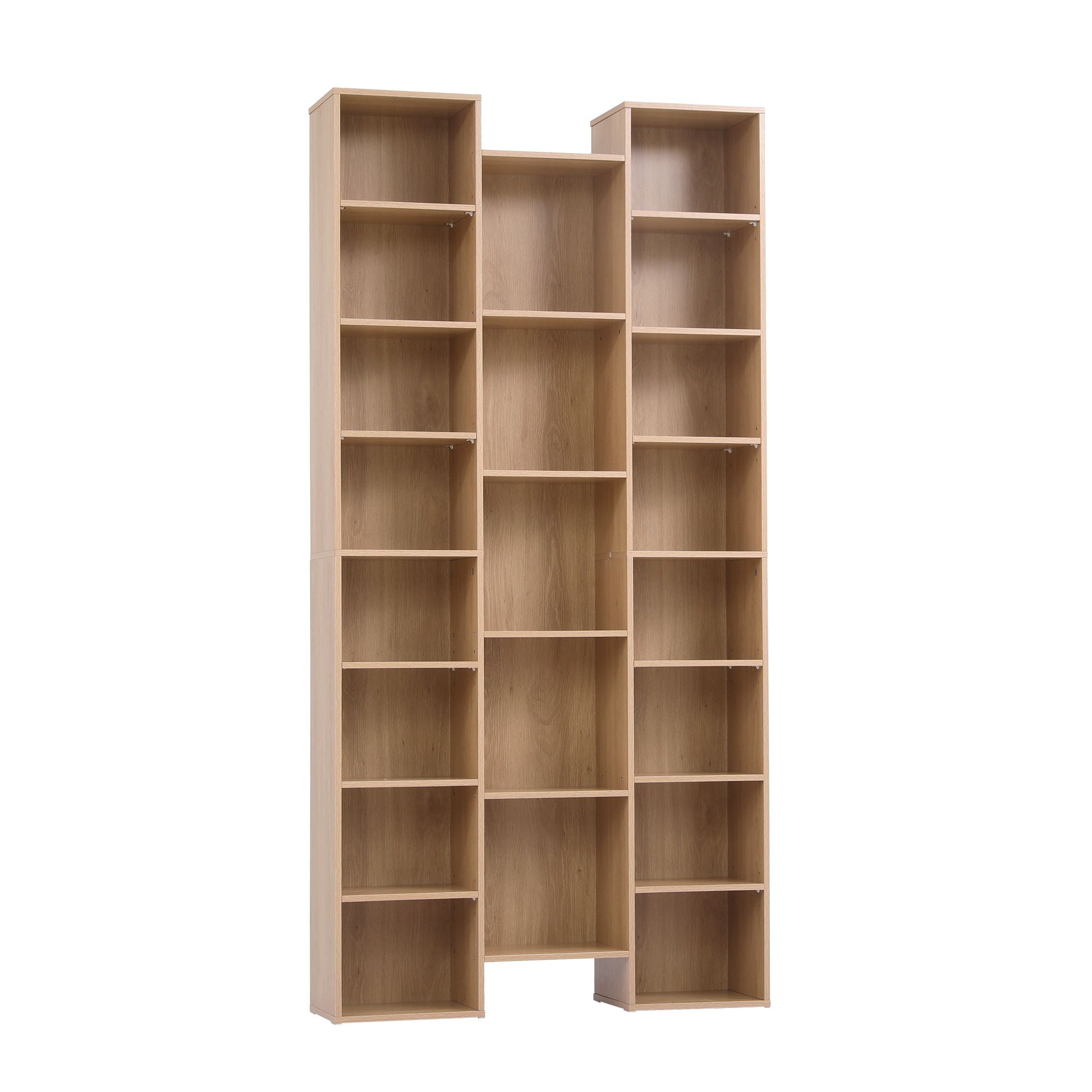 Artiss Bookshelf Display Shelves CD DVD Storage Rack Tall Bookcase Oak Bedworld