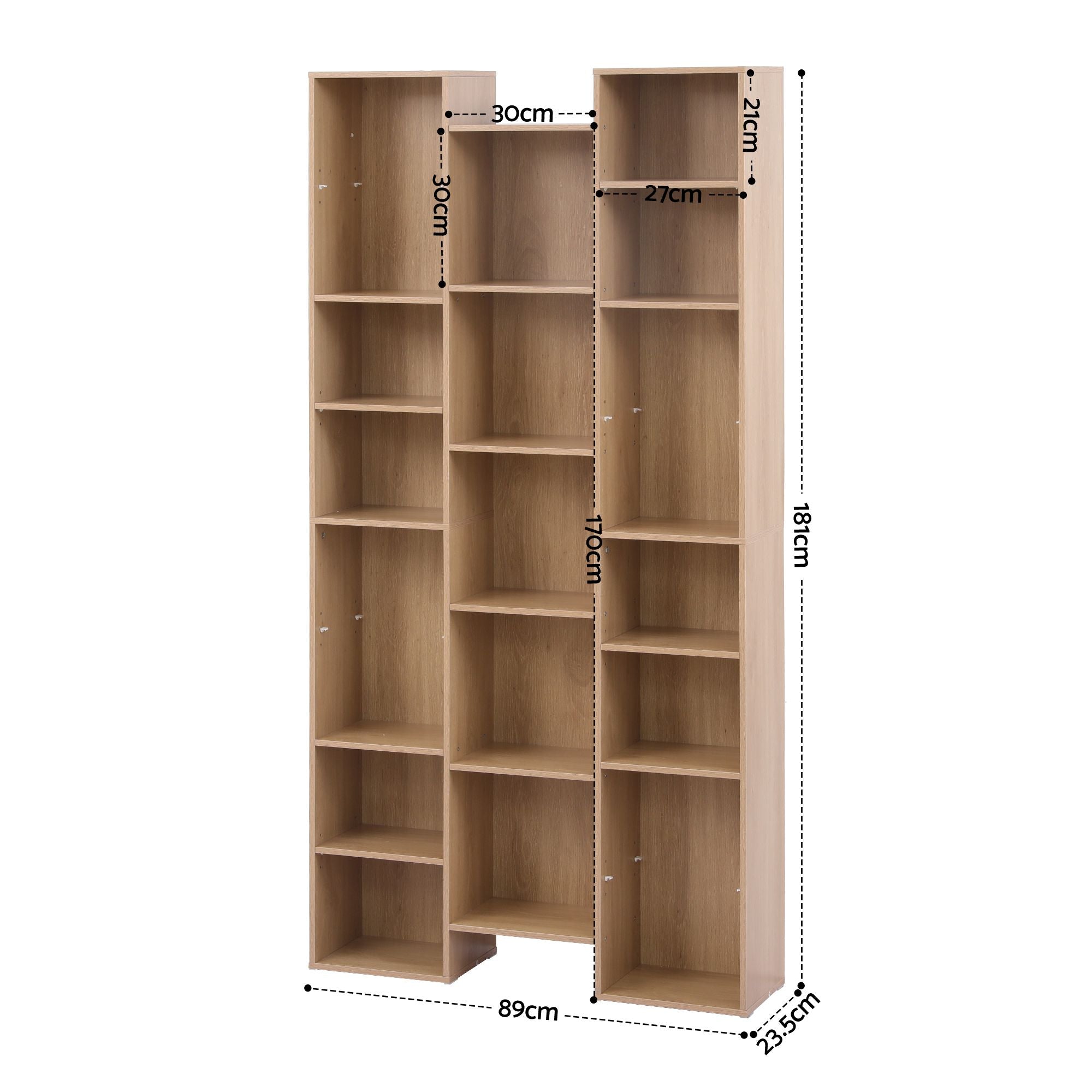 Artiss Bookshelf Display Shelves CD DVD Storage Rack Tall Bookcase Oak Bedworld