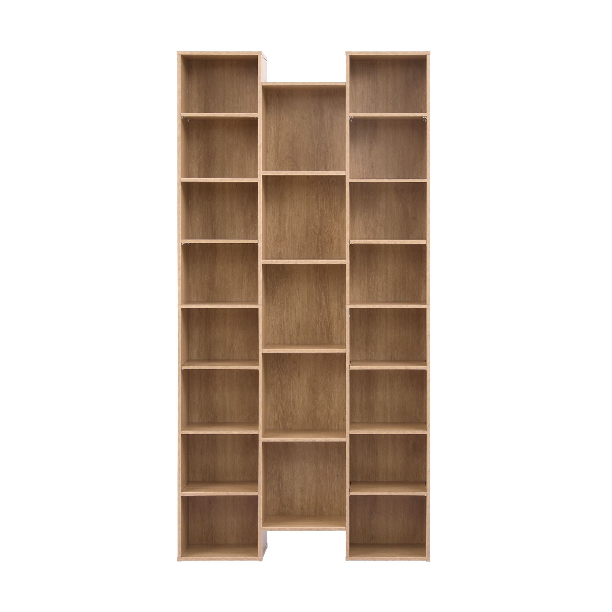 Artiss Bookshelf Display Shelves CD DVD Storage Rack Tall Bookcase Oak Bedworld