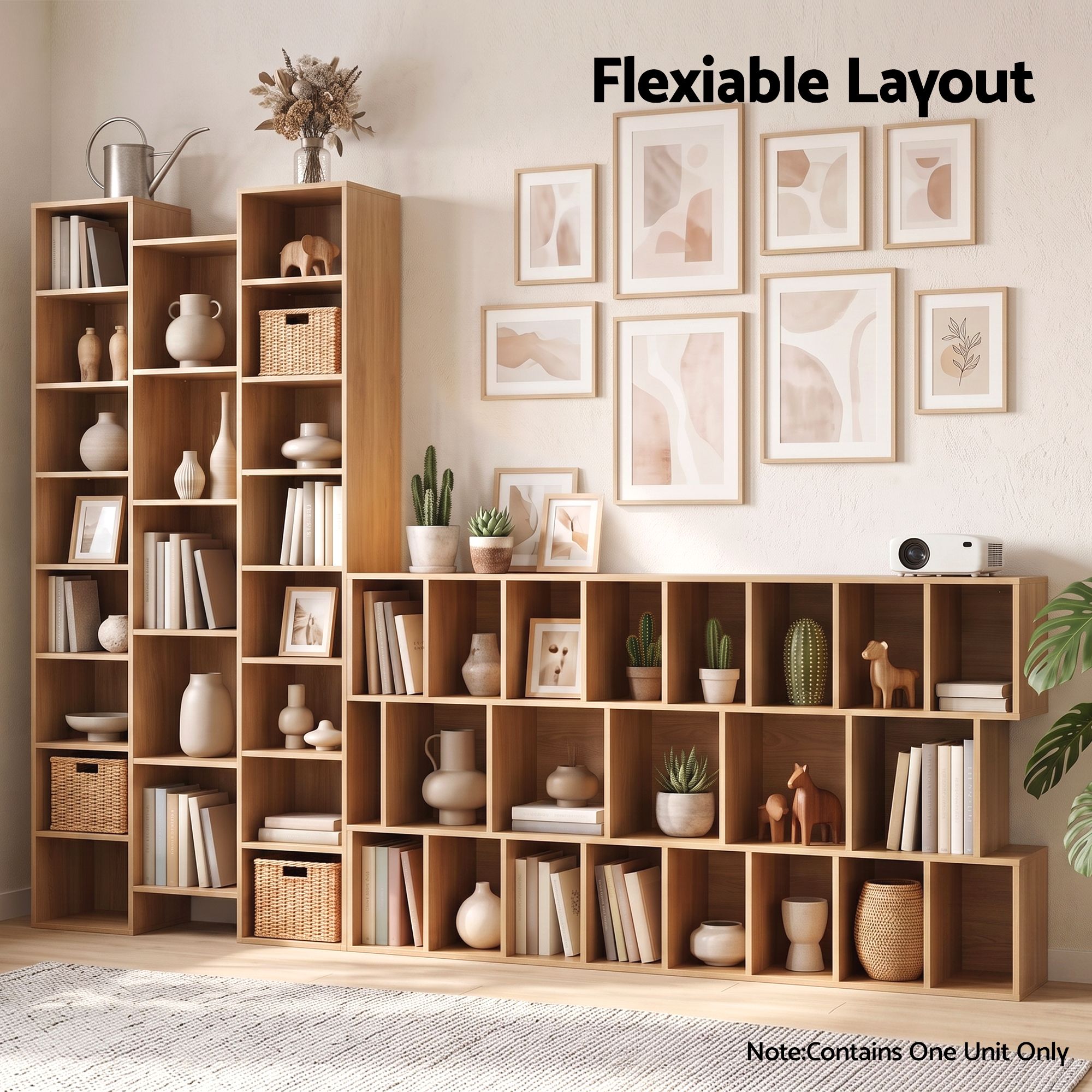 Artiss Bookshelf Display Shelves CD DVD Storage Rack Tall Bookcase Oak Bedworld