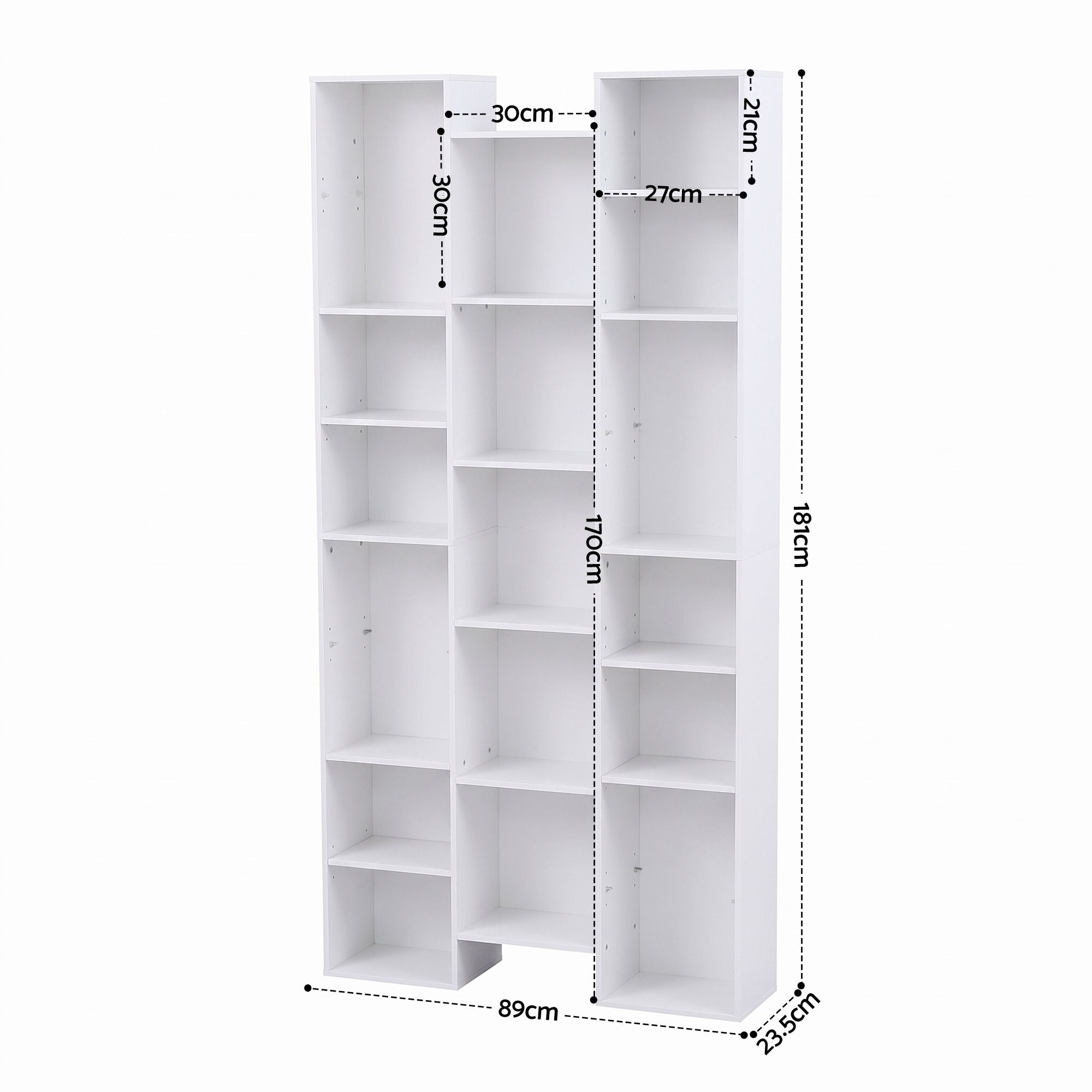 Artiss Bookshelf Display Shelves CD DVD Storage Rack Tall Bookcase White Bedworld