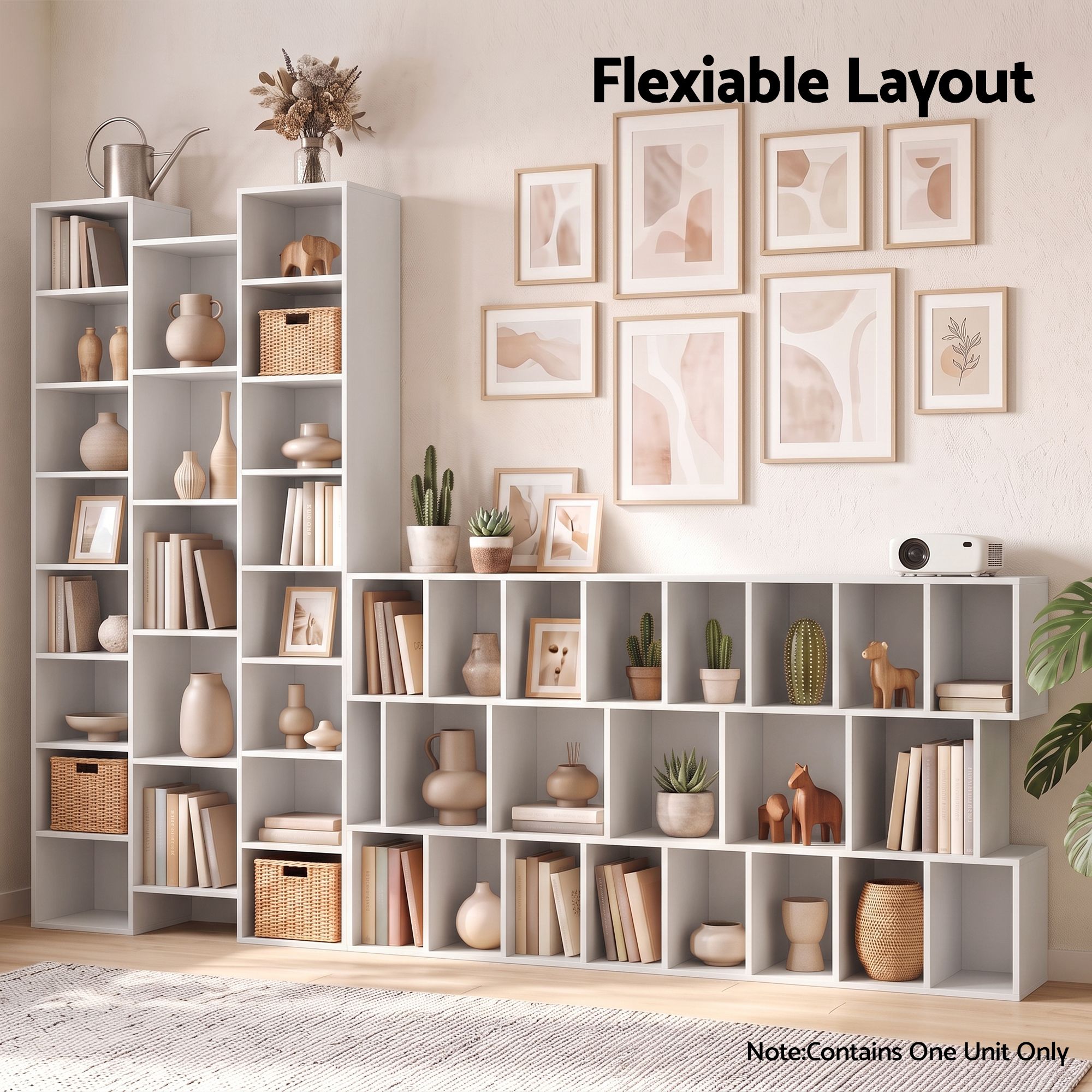 Artiss Bookshelf Display Shelves CD DVD Storage Rack Tall Bookcase White Bedworld