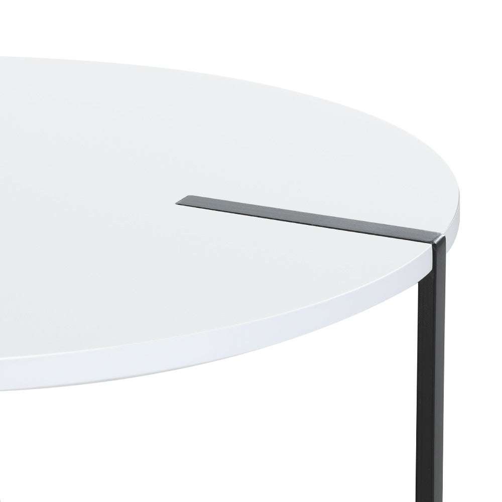 Artiss Coffee Table Side Table Round White Cedric